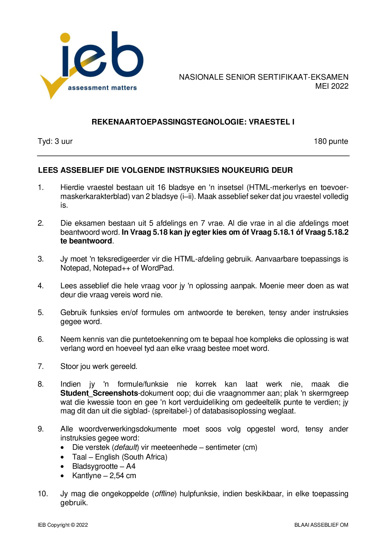 Preview of Computer Applications Technology P1 Afr Gr12