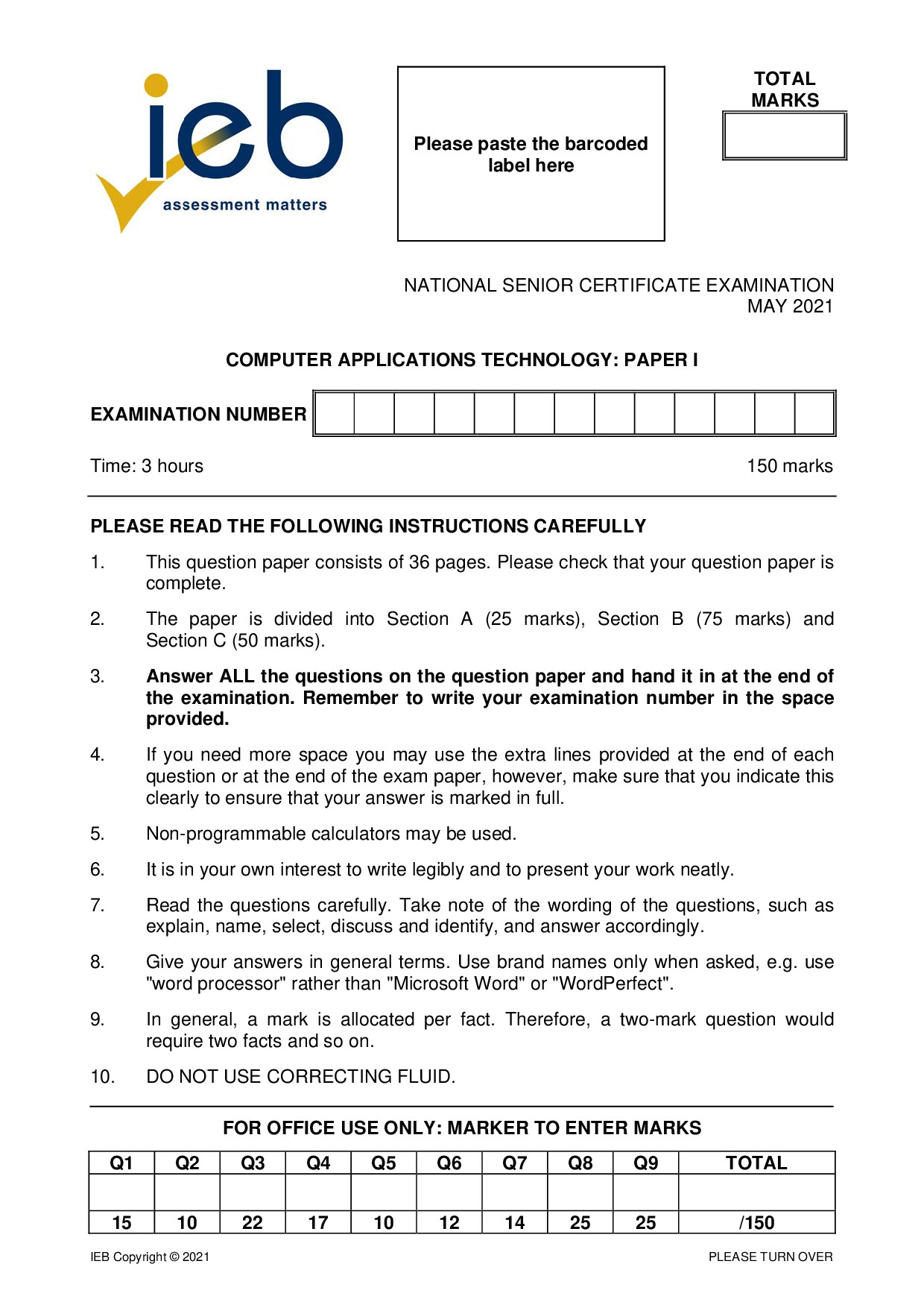 Preview of Computer Applications Technology P1 May 2021 Gr12