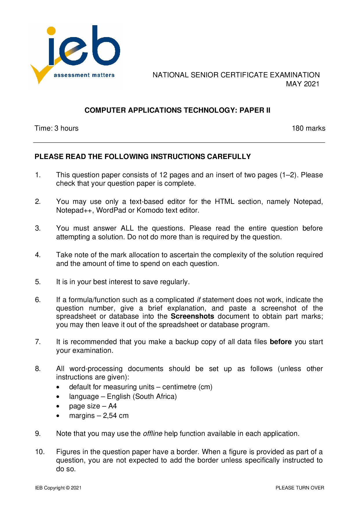 Preview of Computer Applications Technology P2 May 2021 PN Gr12