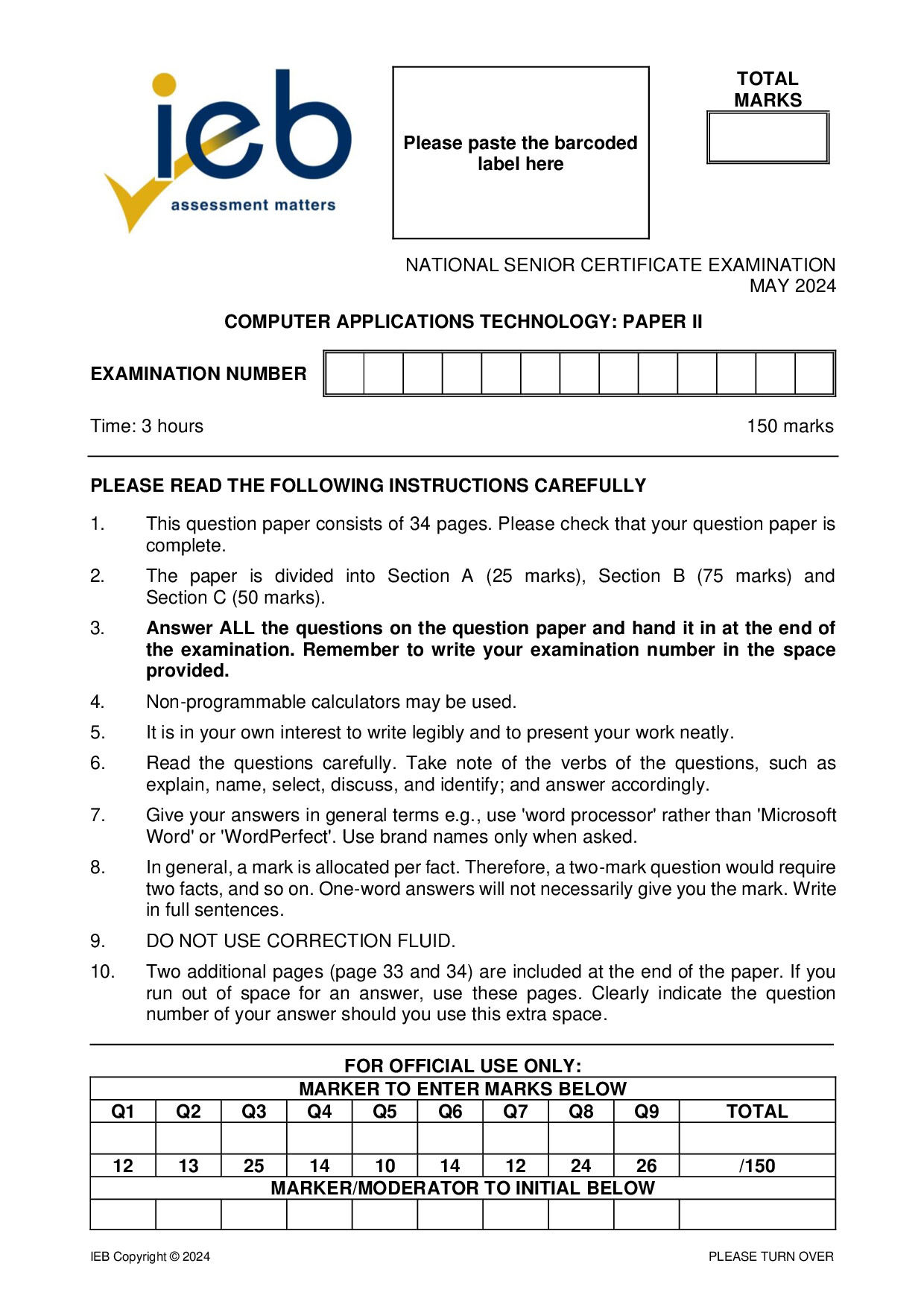 Preview of NSC CAT P2 May 2024 Gr12
