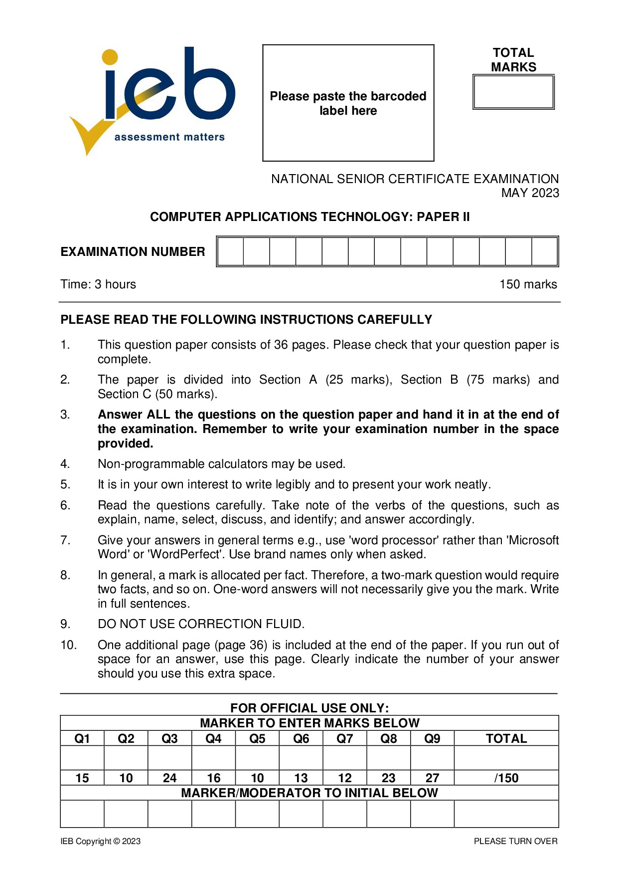 Preview of NSC CAT P2 May 2023 Gr12