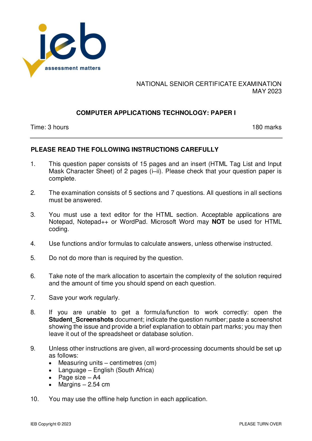 Preview of NSC CAT P1 May 2023 Gr12