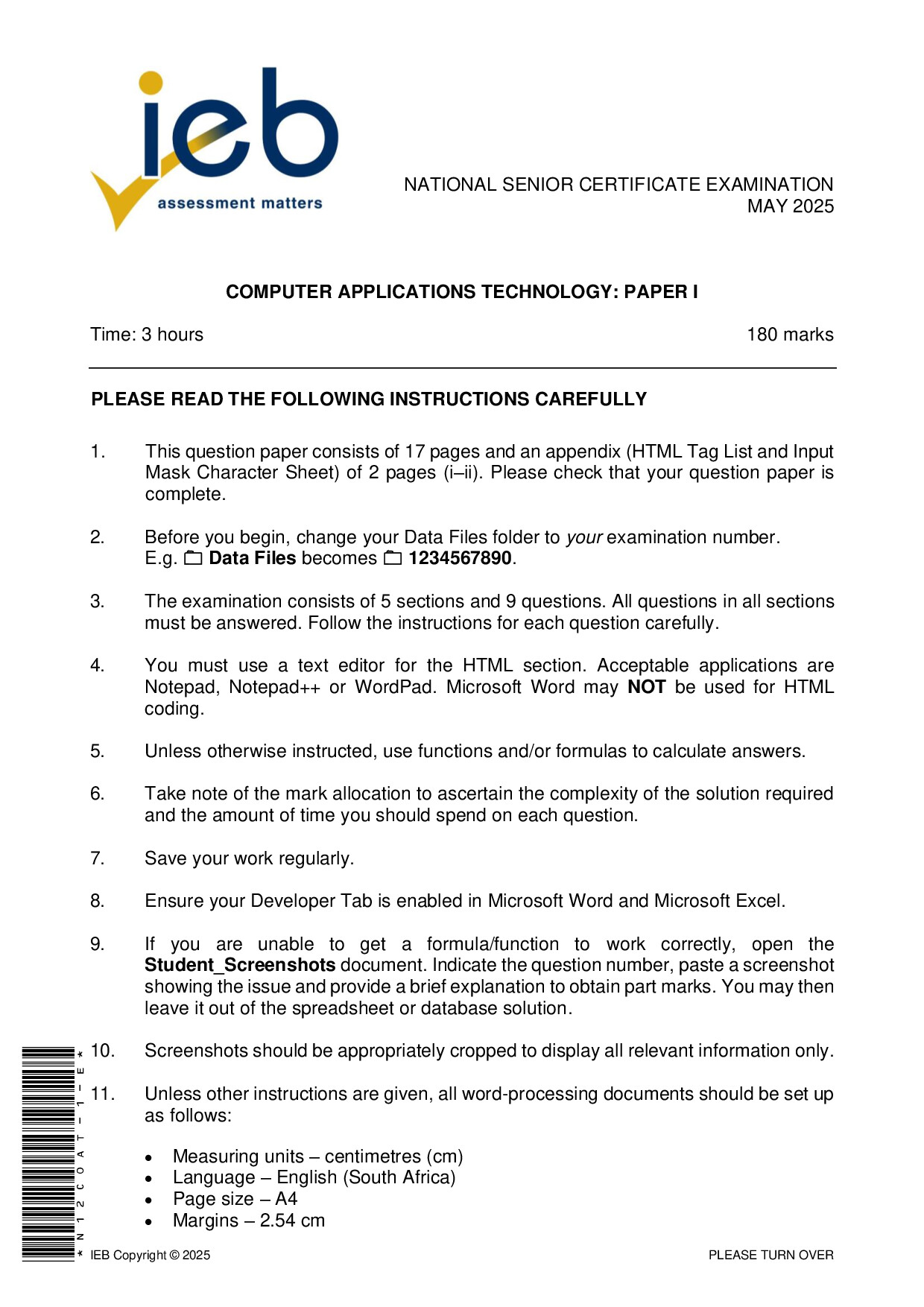 Preview of NSC Computer Applications Technology P1 May 2025 Gr12
