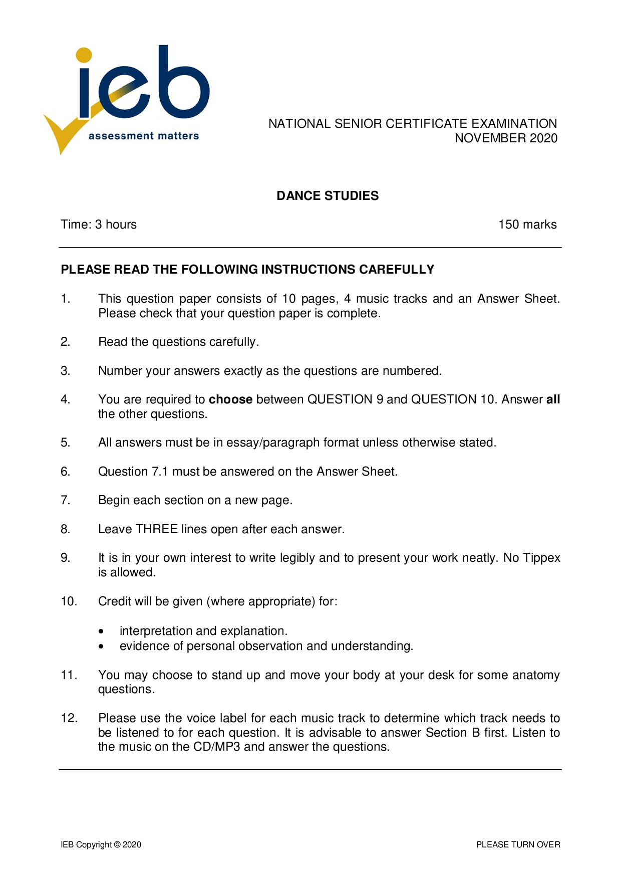 Preview of Dance 2020 Gr12