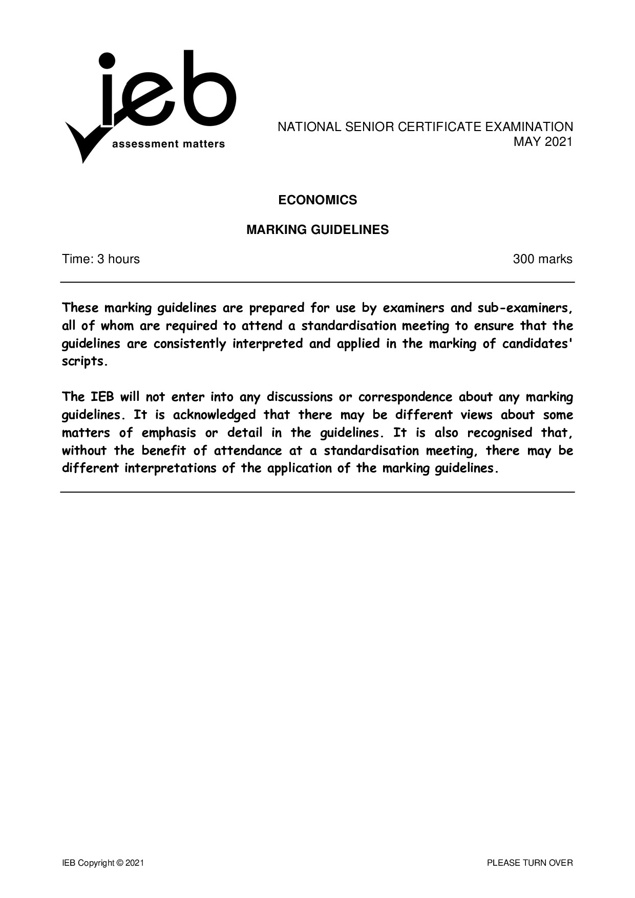 Preview of Economics Memo May 2021 Gr12
