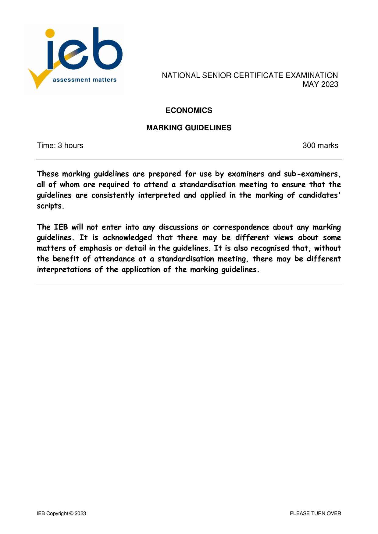 Preview of NSC Economics Memo May 2023 Gr12