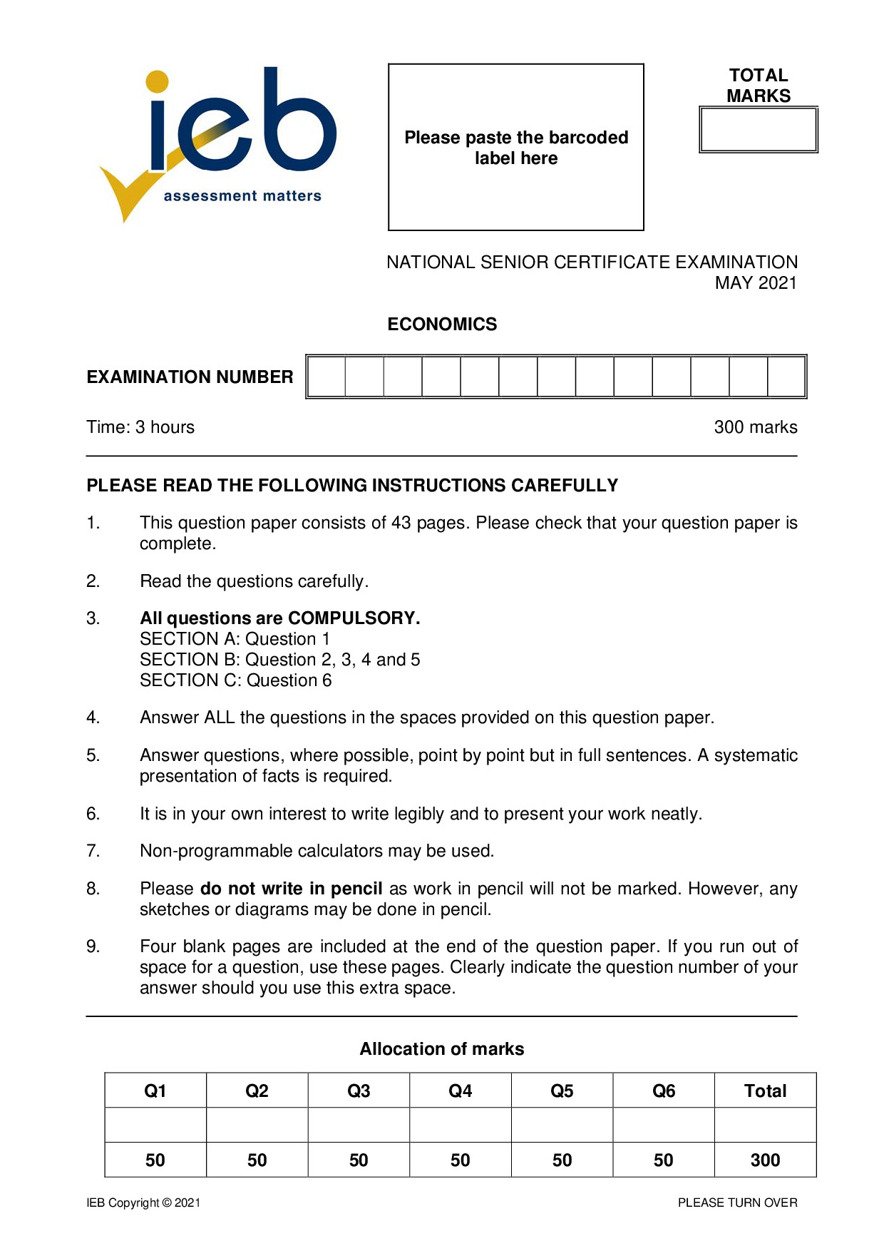 Preview of Economics May 2021 Gr12