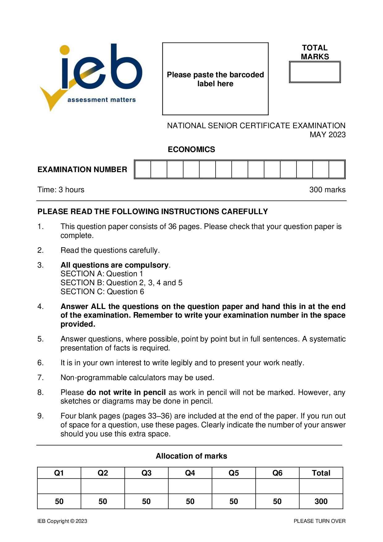 Preview of NSC Economics May 2023 Gr12