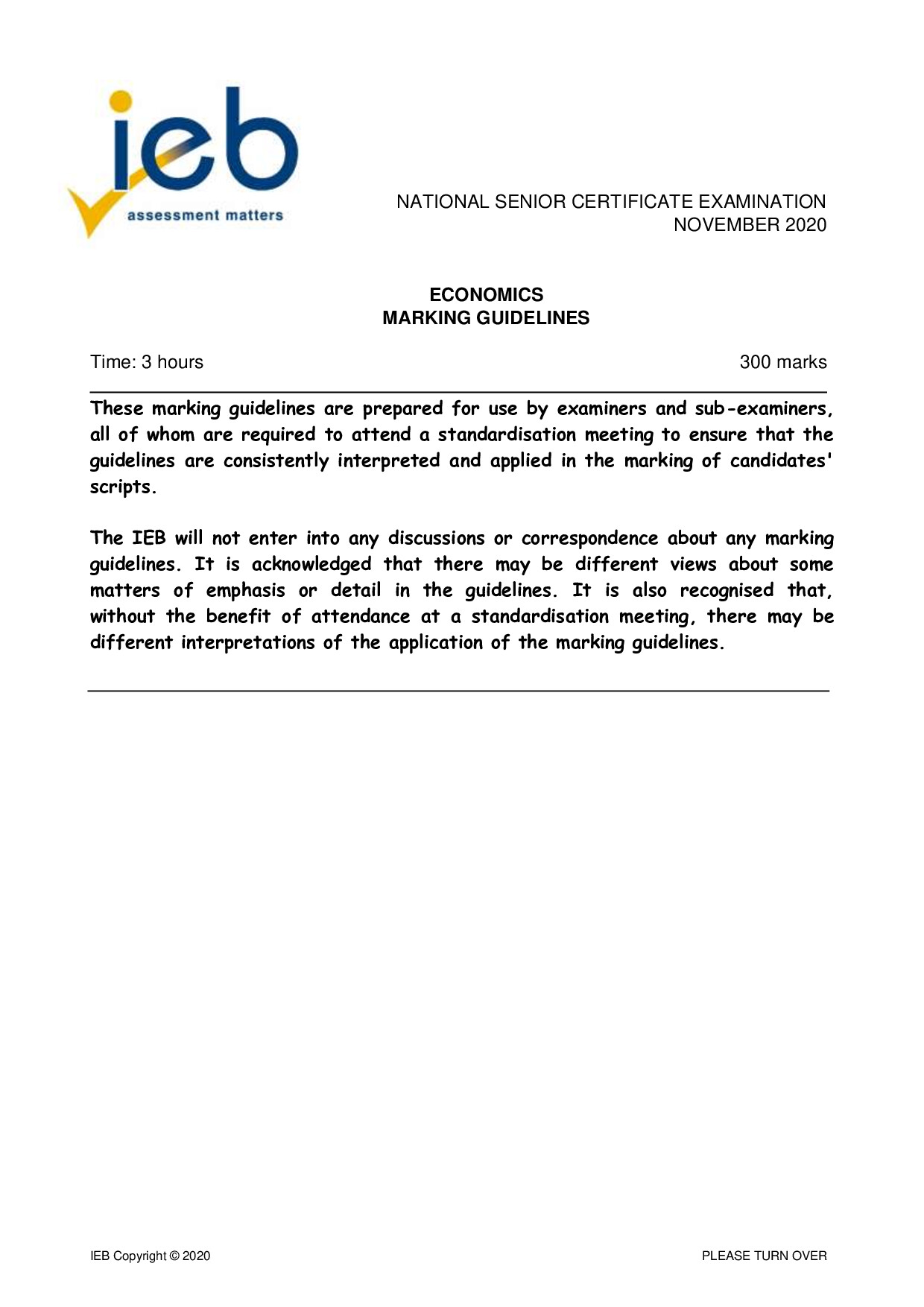 Preview of Economics Memo 2020 Gr12