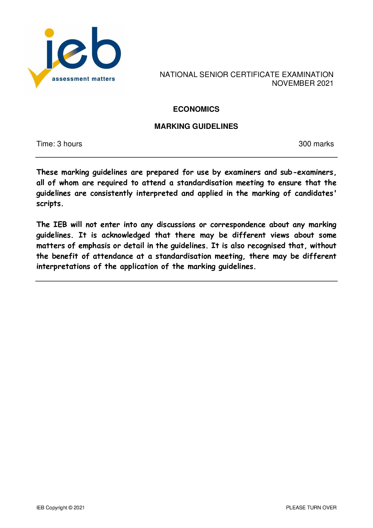Preview of Economics Memo 2021 Gr12