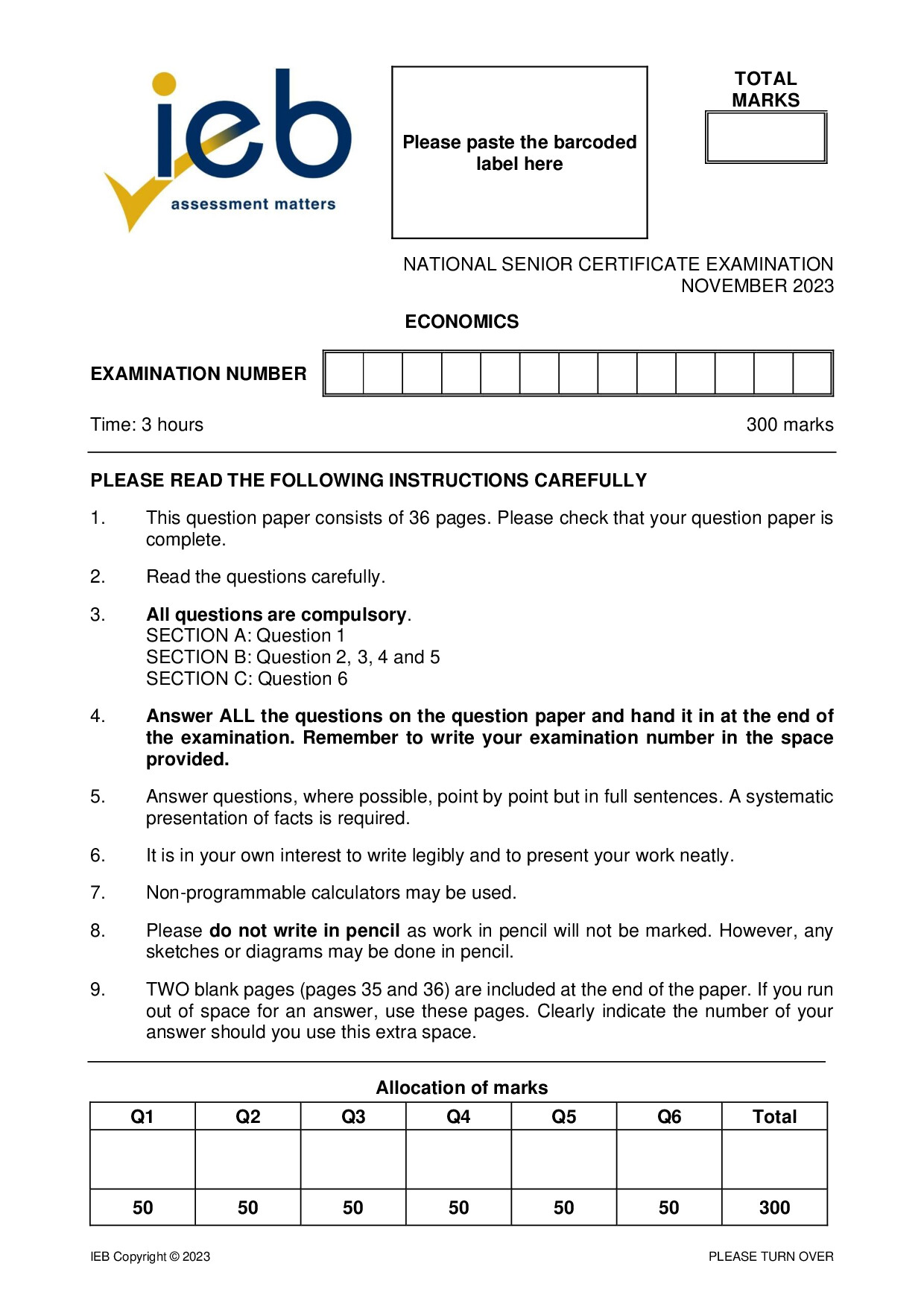 Preview of NSC Economics 2023 Gr12