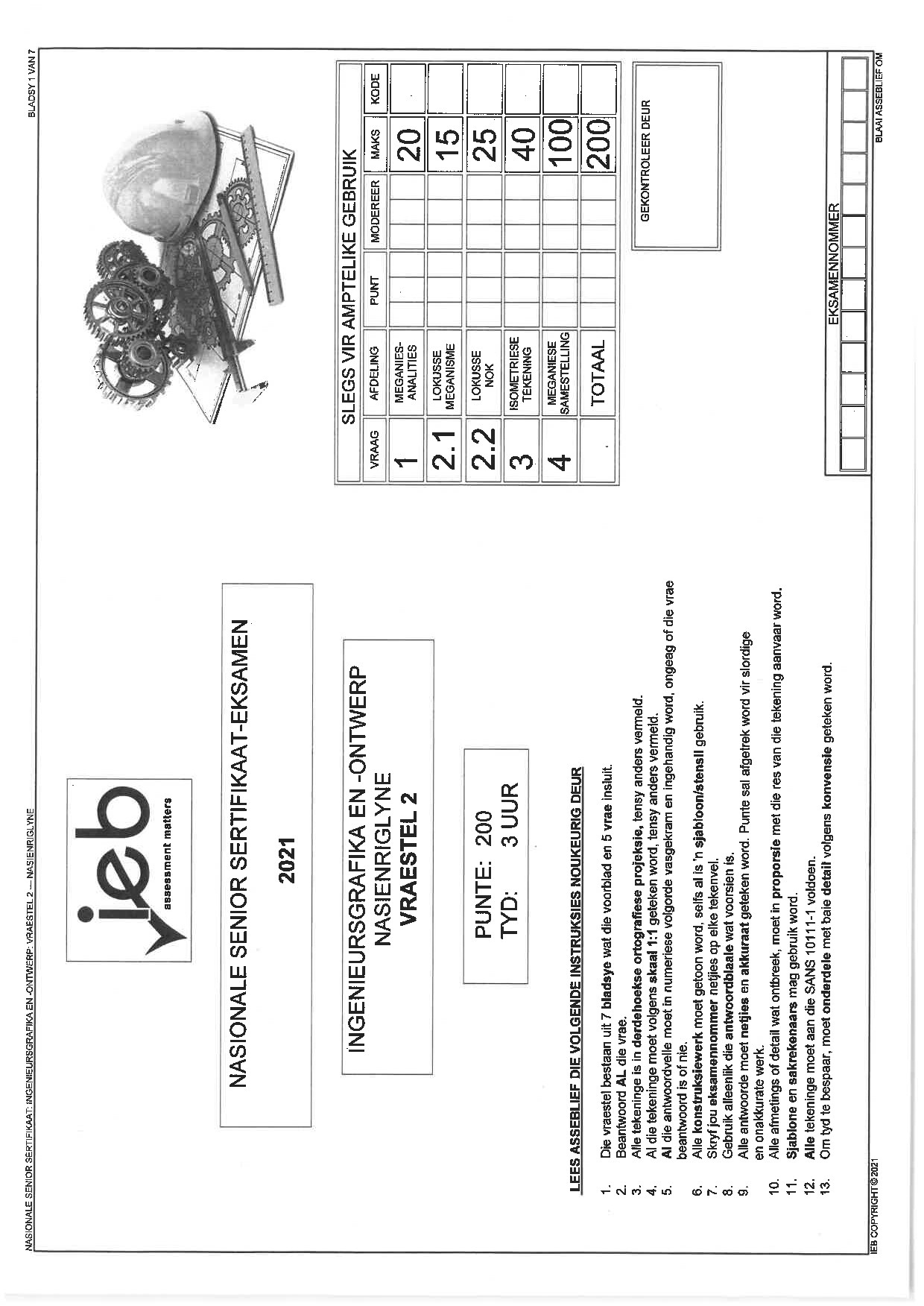 Preview of Engineering Graphics and Design P2 Memo 2021 Afr Gr12