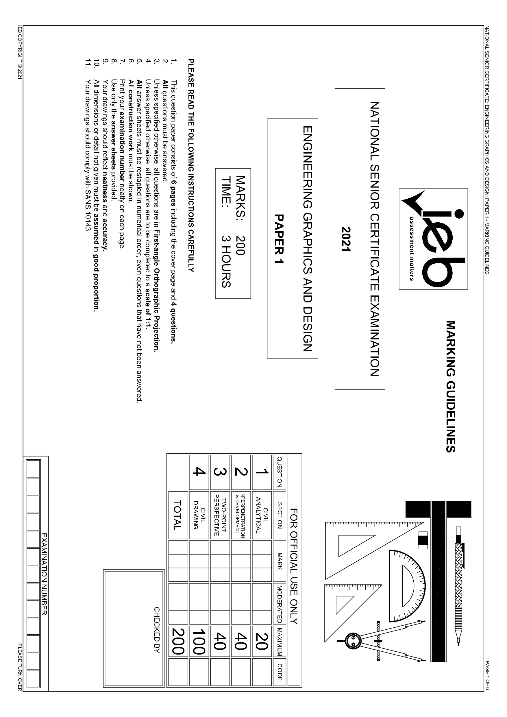 Preview of Engineering Graphics and Desing P1 Memo 2021 Gr12