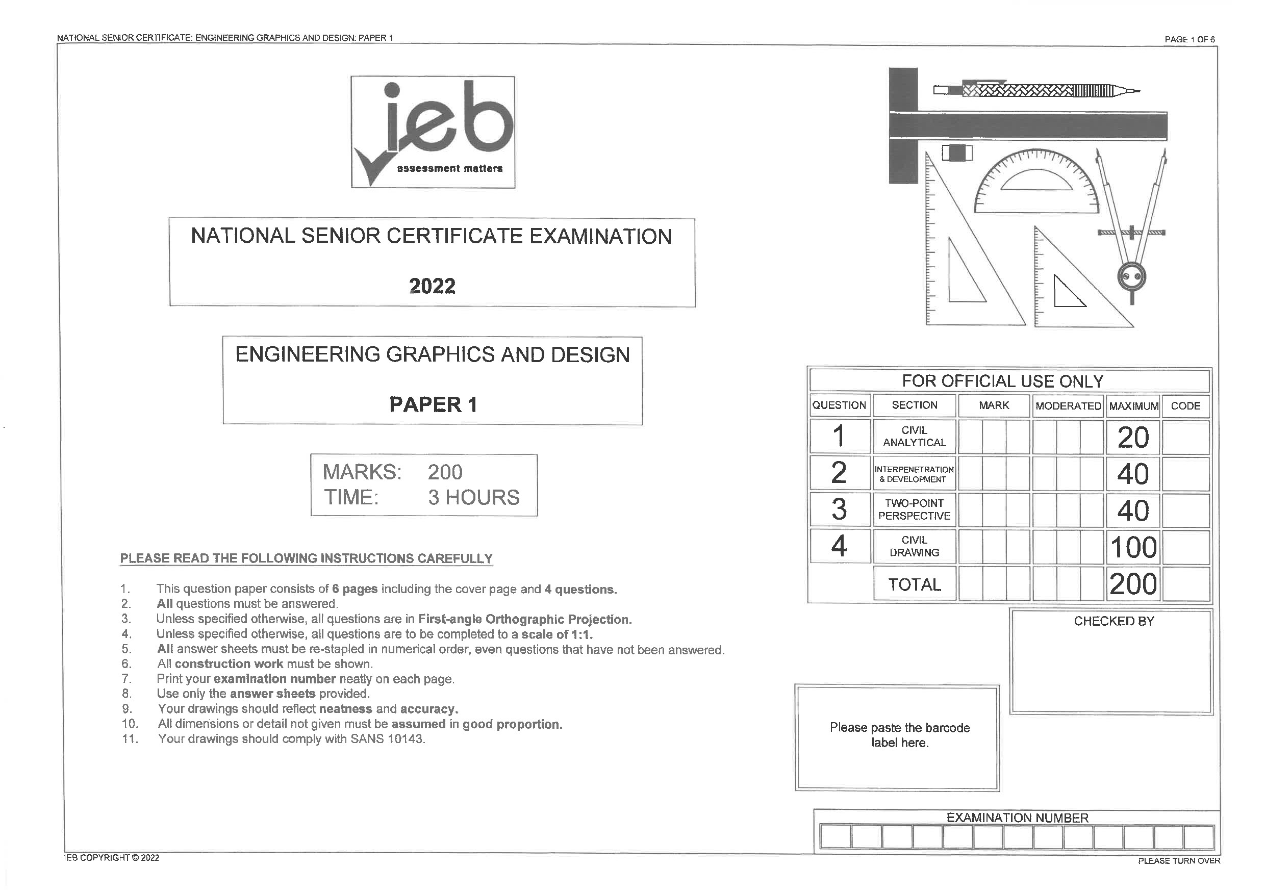 Preview of Engineering Graphics and Design P1 Gr12