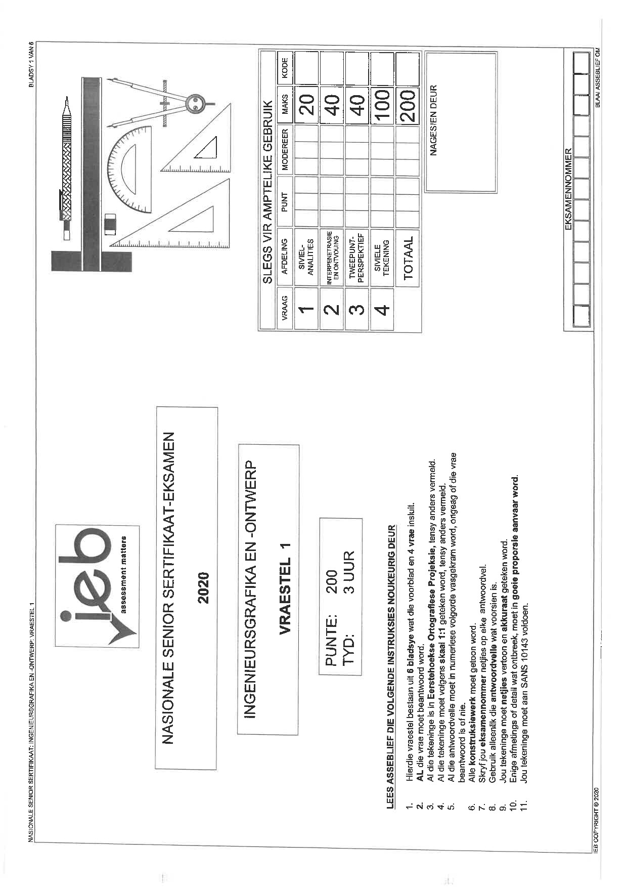 Preview of Engineering Graphics and Design P1 Afr 2020 Gr12