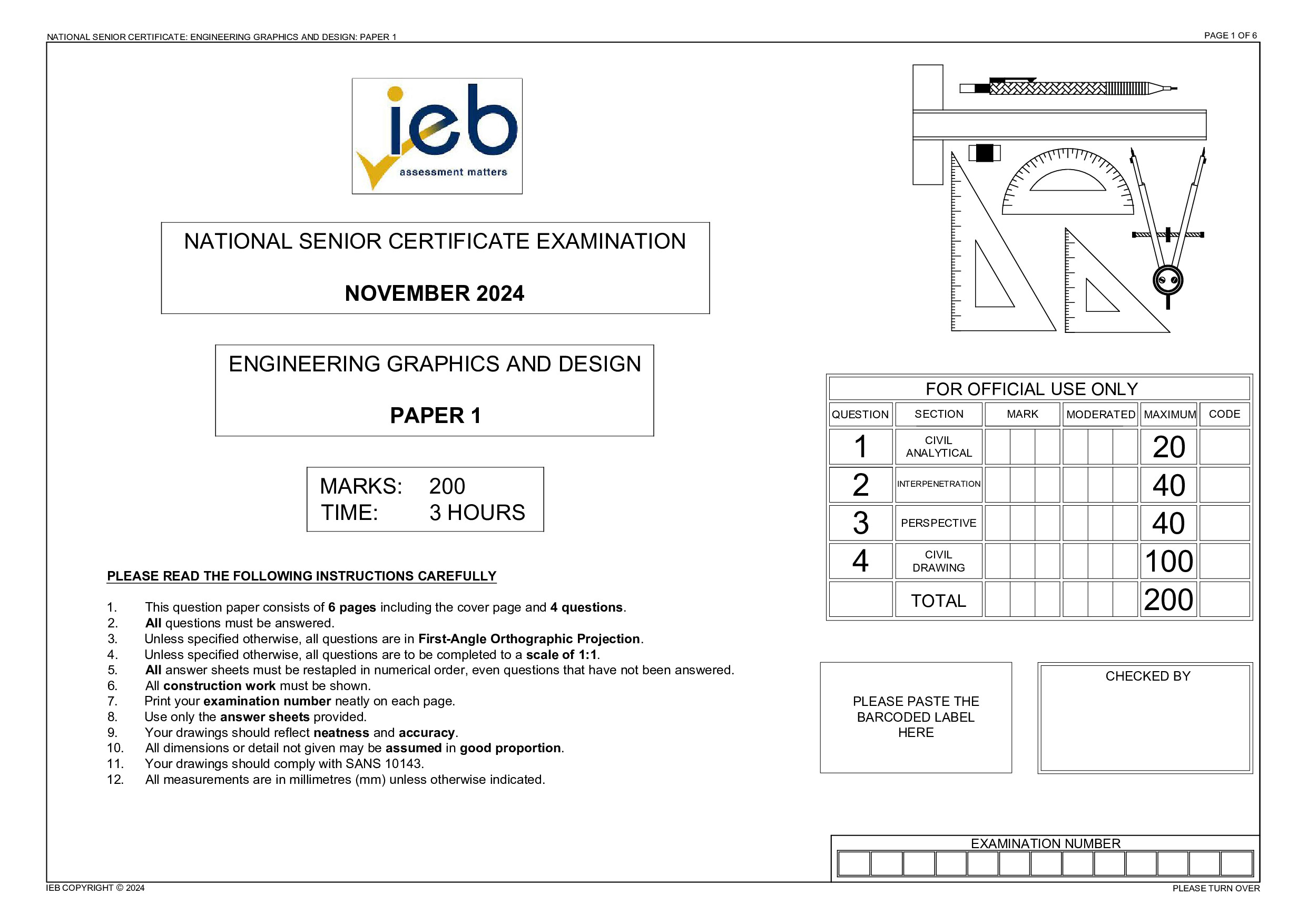 Preview of NSC EGAD P1 2024 Gr12