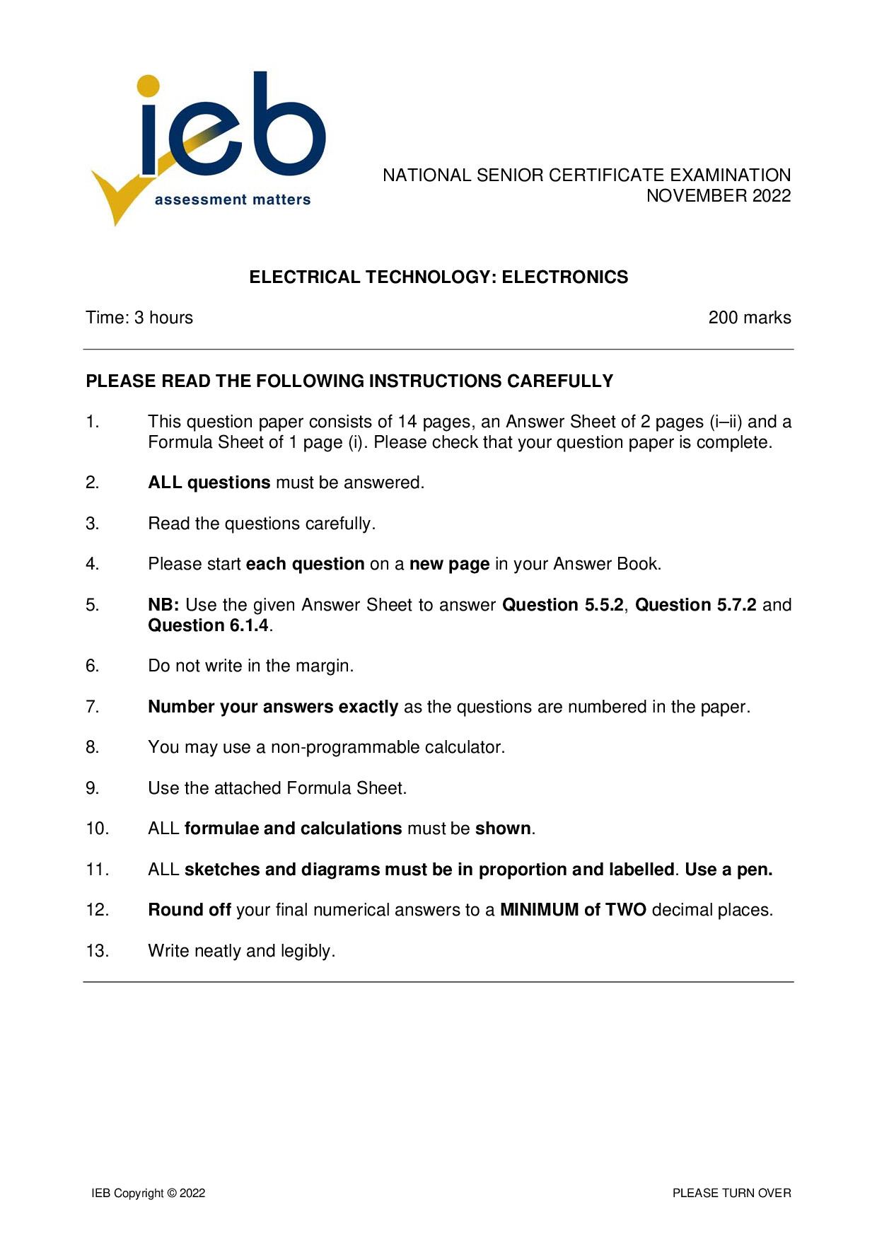 Preview of Electrical Technology P3 Electronics 2022 Gr12