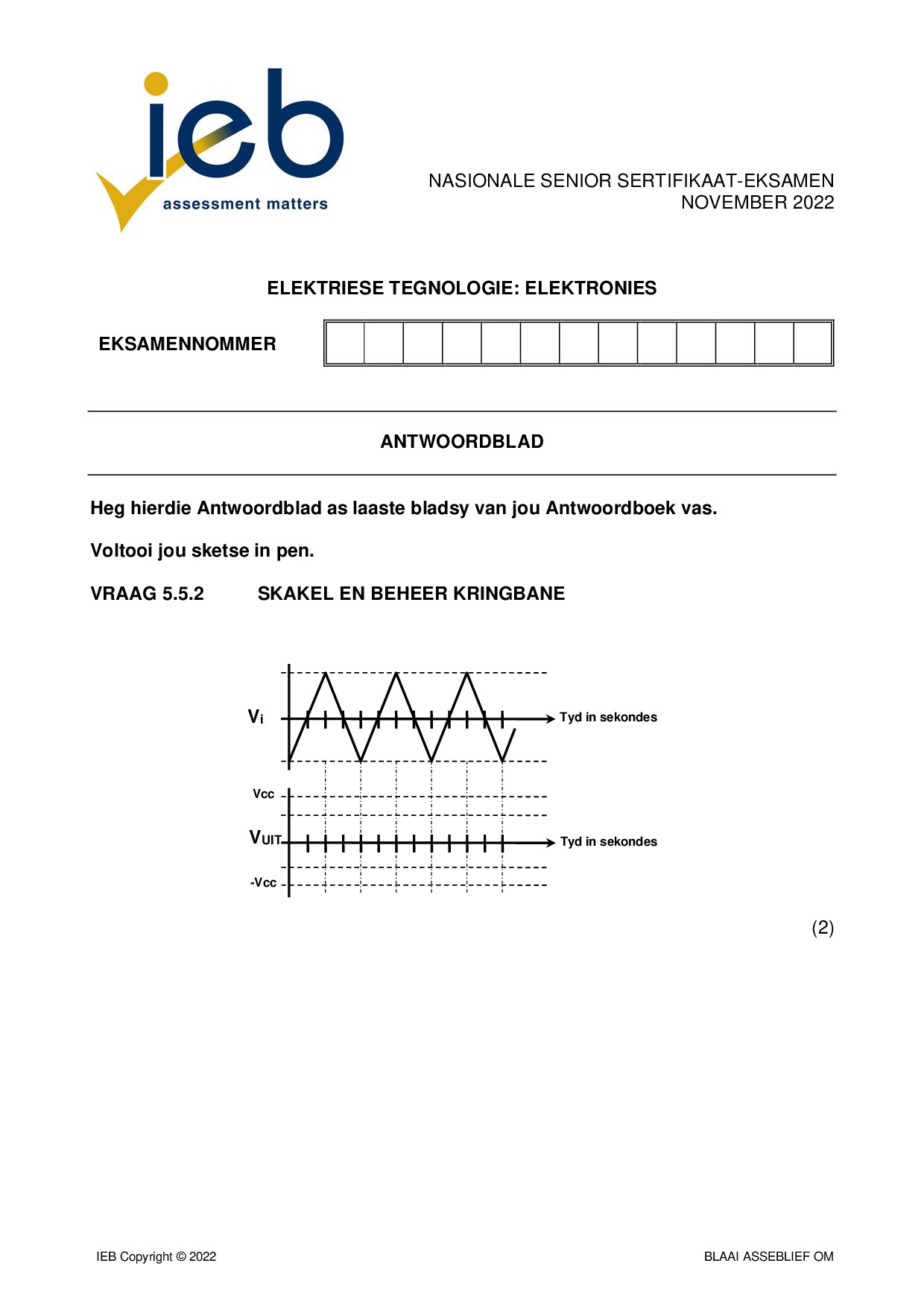 Preview of Electrical Technology P3 Electronics Answer Sheet 2022 Afr Gr12