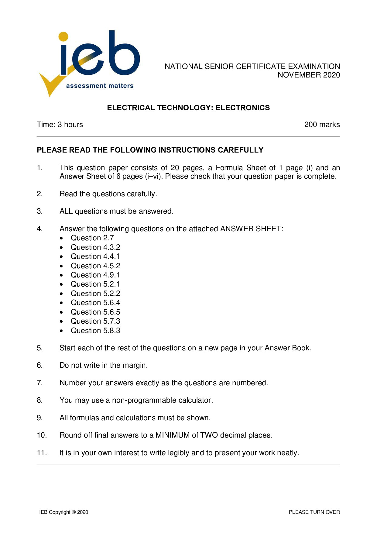 Preview of Electrical Technology Electronics 2020 Gr12