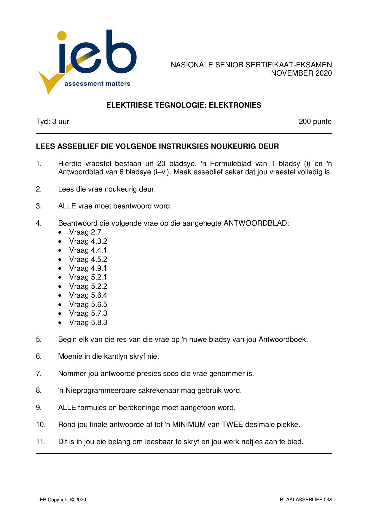 Preview of Electrical Technology Electronics 2020 Afr Gr12