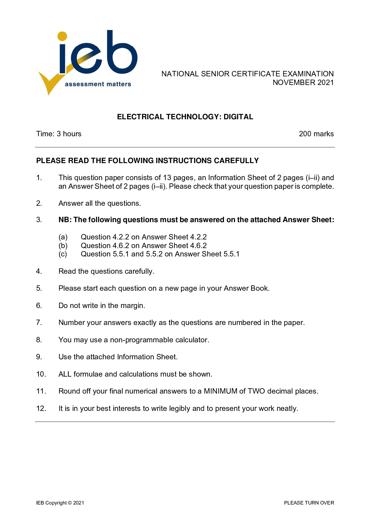 Preview of Electrical Technology P2 Digital 2021 Gr12