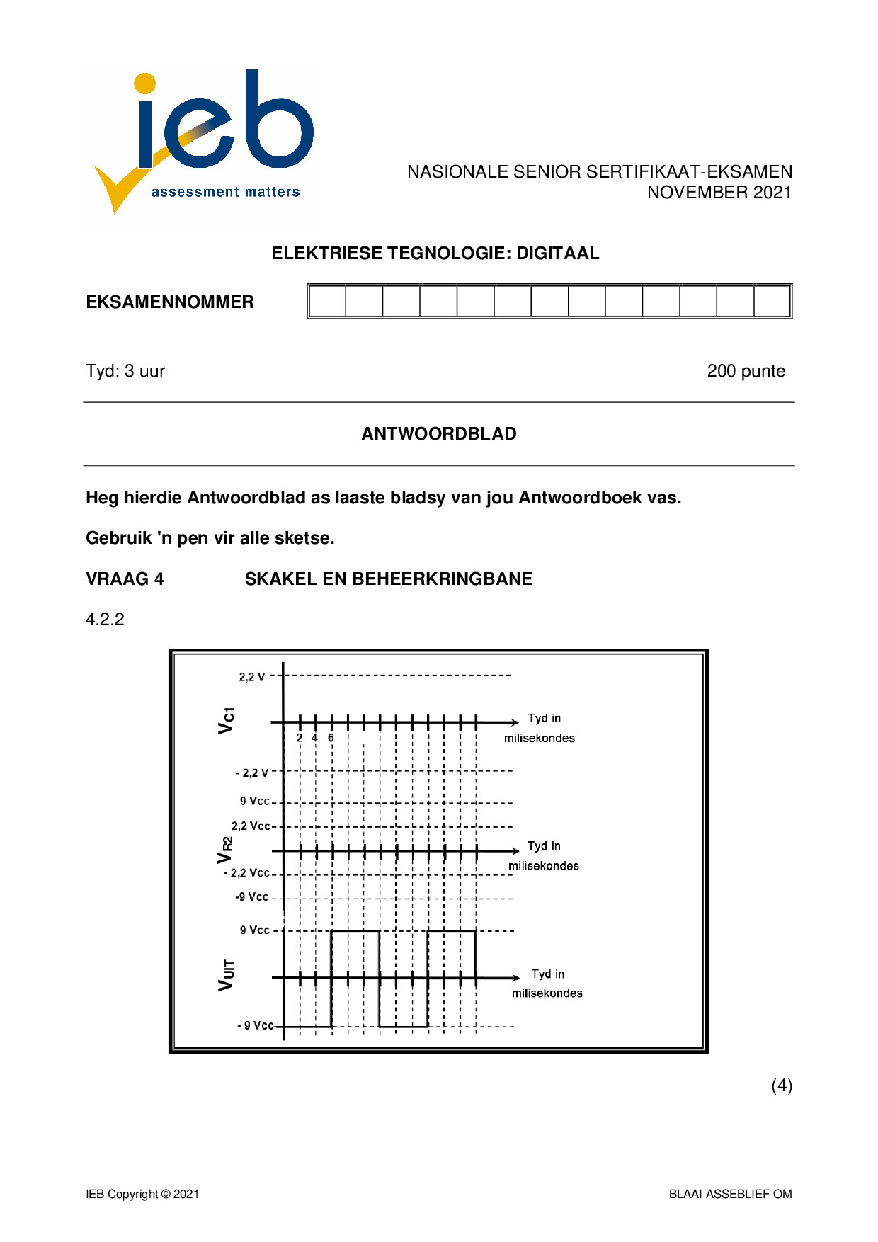 Preview of Electrical Technology P2 Digital Answer Sheet 2021 Afr Gr12
