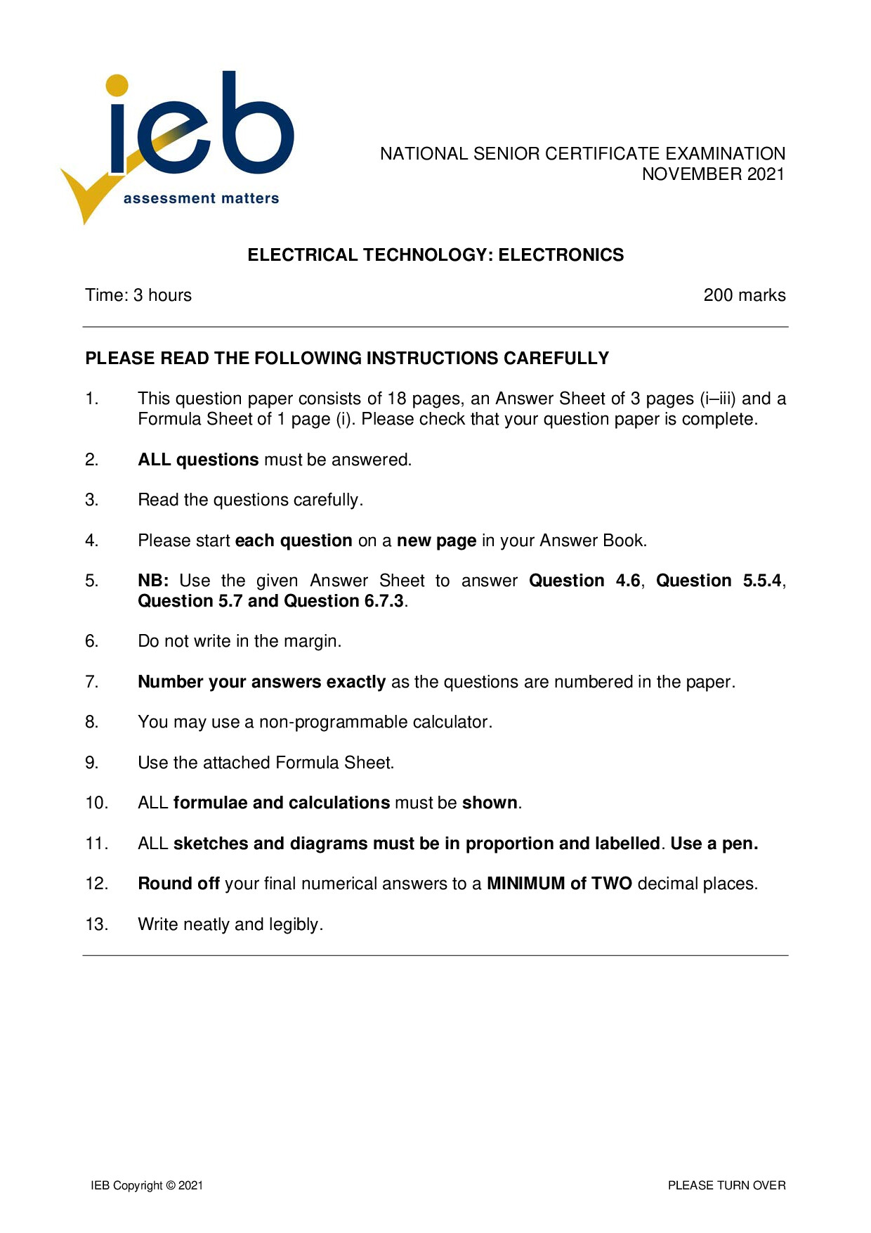 Preview of Electrical Technology P3 Electronics 2021 Gr12