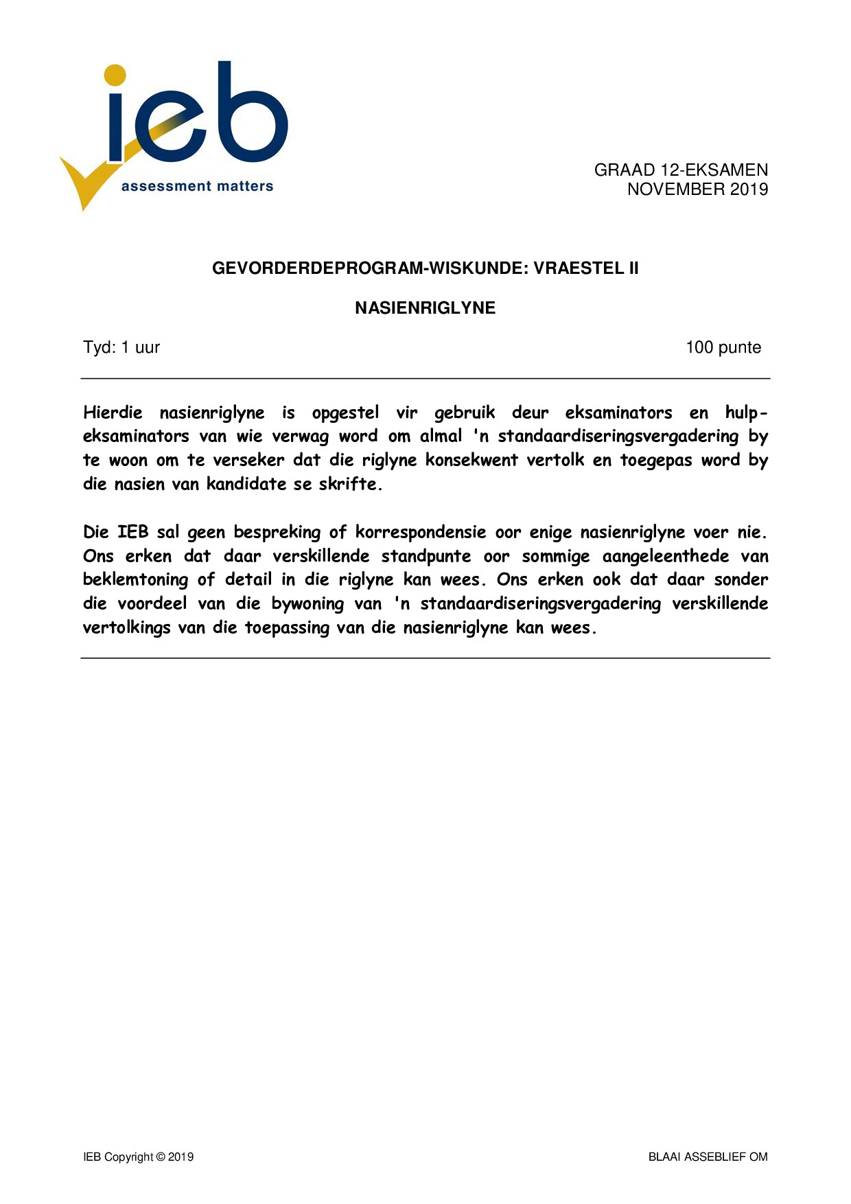 Preview of Advanced Programme Maths P2 Memo 2019 Afr Gr12