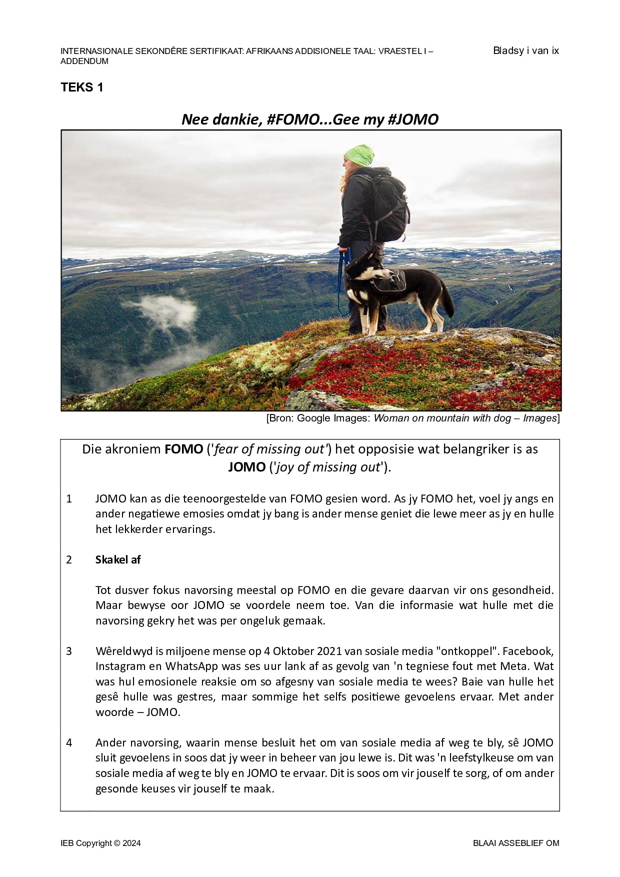 Preview of ISC Afrikaans AL P1 Addendum 2024 Gr12