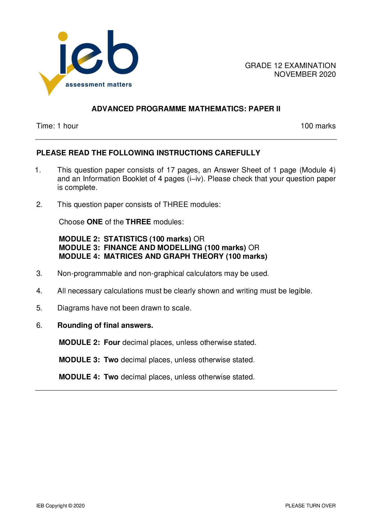 Preview of AP Maths P2 2020 Gr12