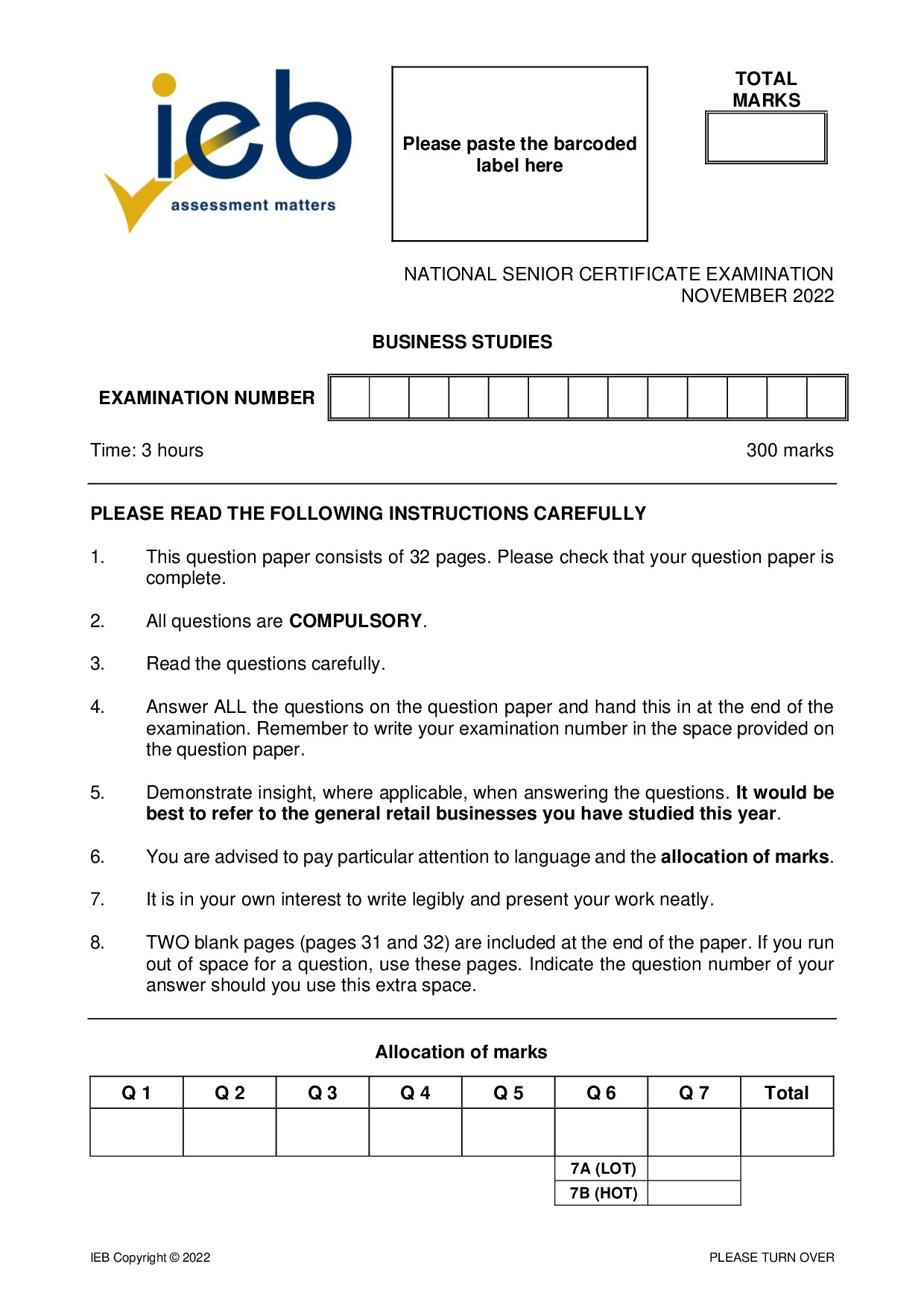 Preview of Business Studies 2022 Gr12