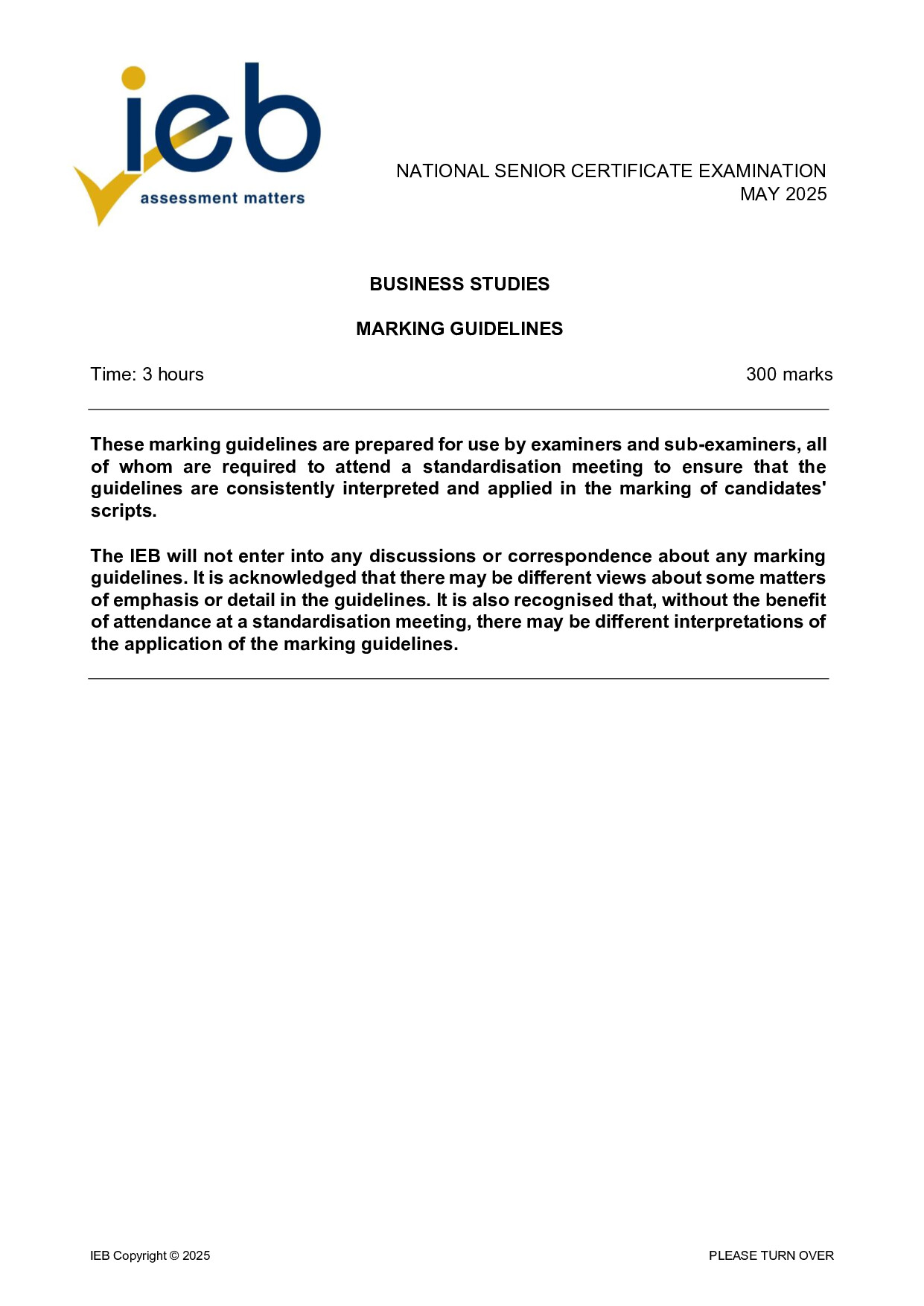 Preview of NSC Business Studies Memo May 2025 Gr12