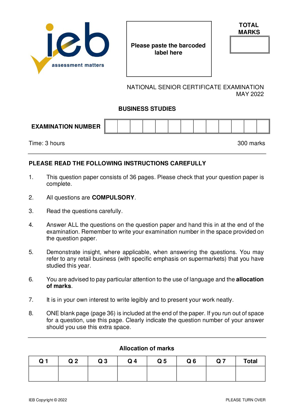 Preview of Business Studies May 2022 Gr12