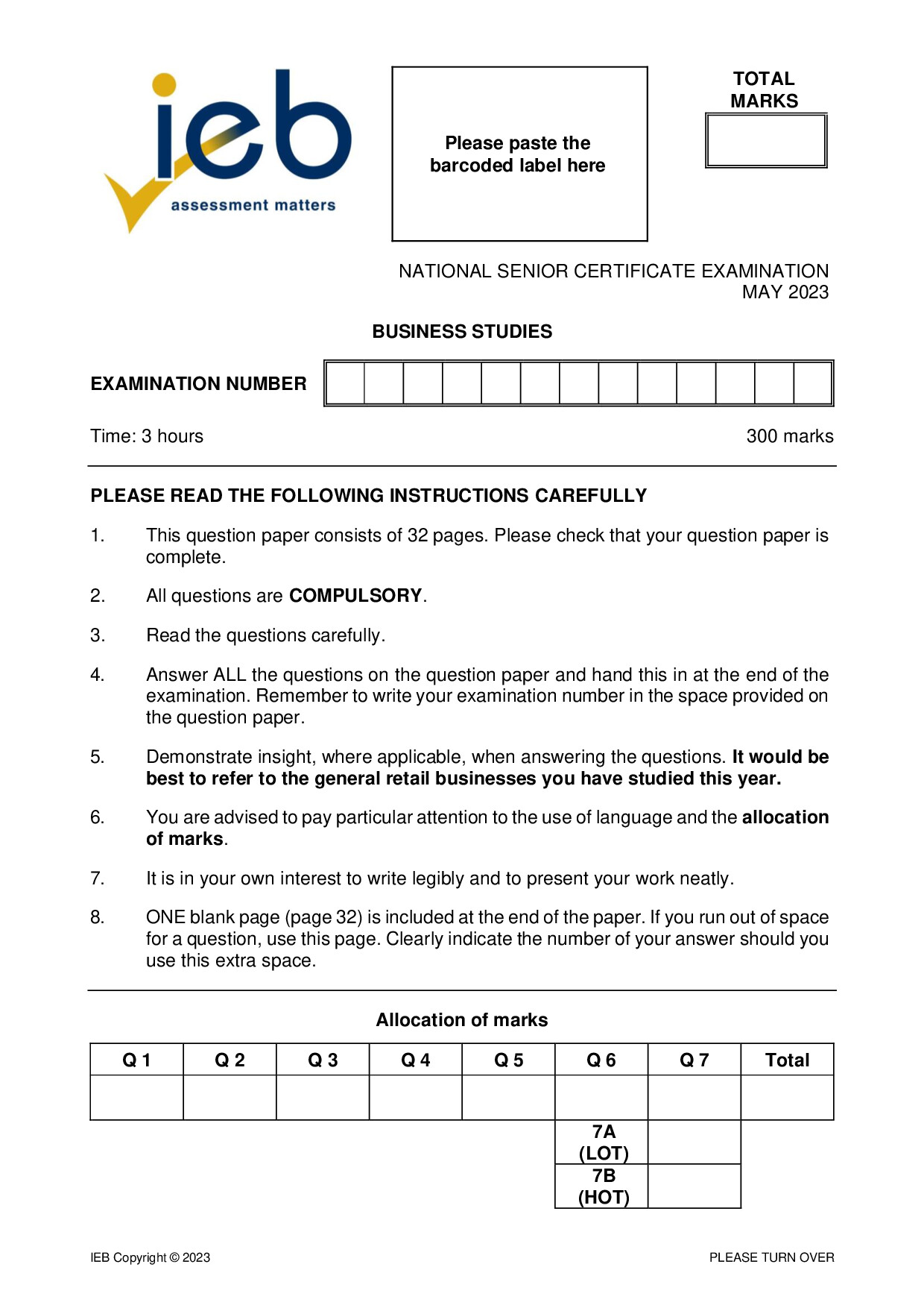 Preview of NSC Business Studies May 2023 Gr12