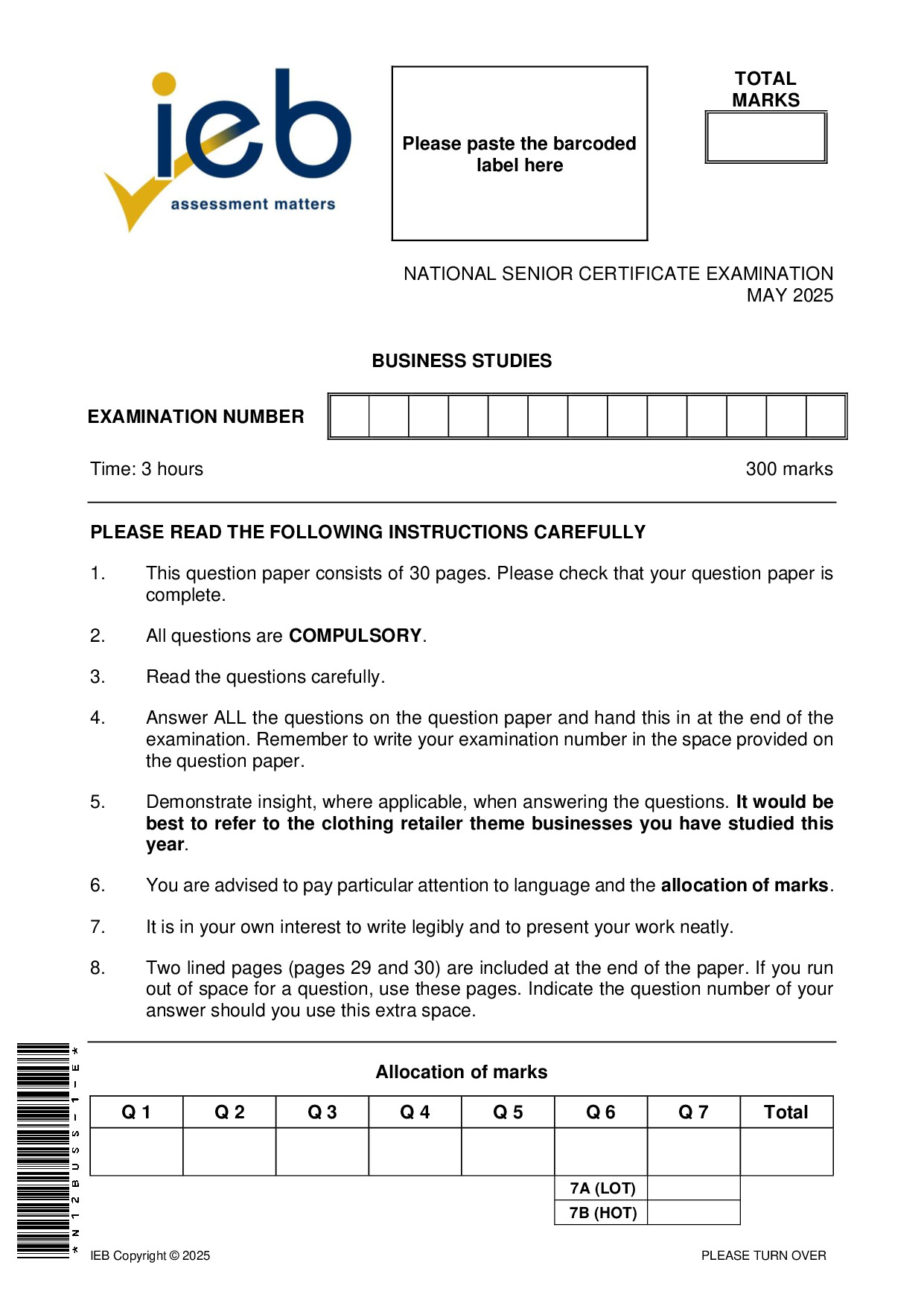 Preview of NSC Business Studies May 2025 Gr12