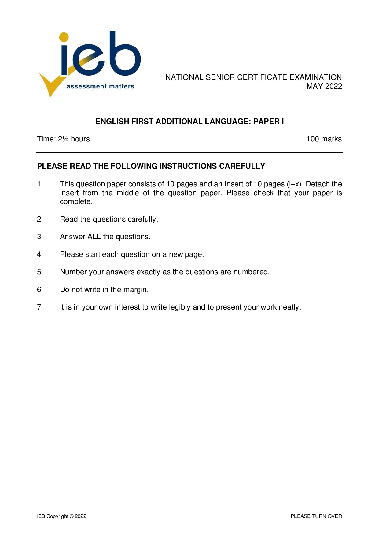 Preview of English FAL P1 May 2022 Gr12