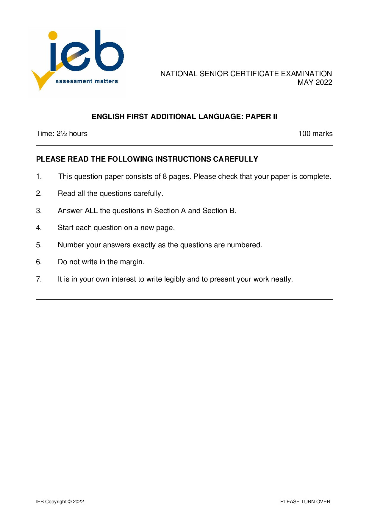 Preview of English FAL P2 May 2022 Gr12