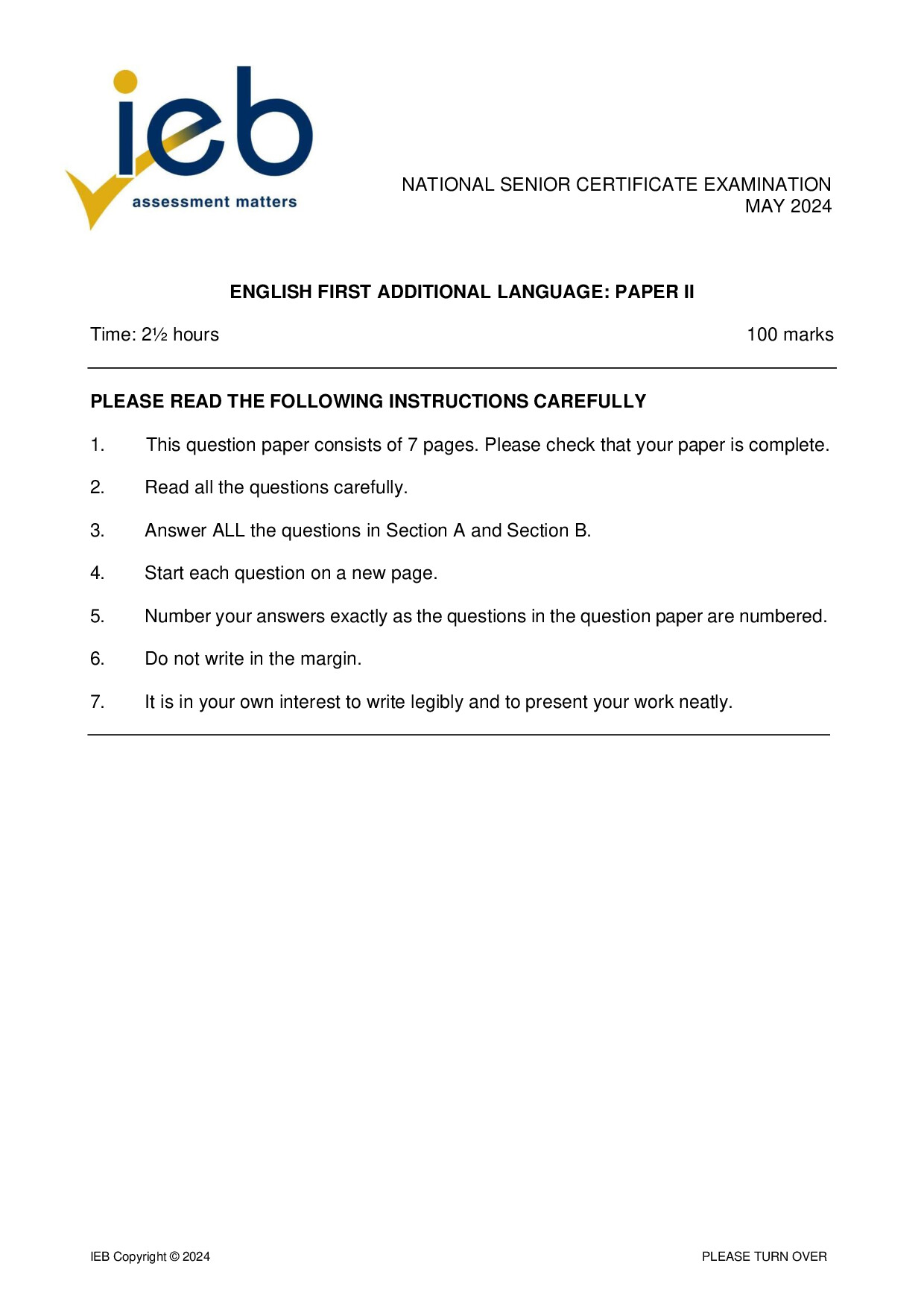 Preview of NSC English FAL P2 May 2024 Gr12