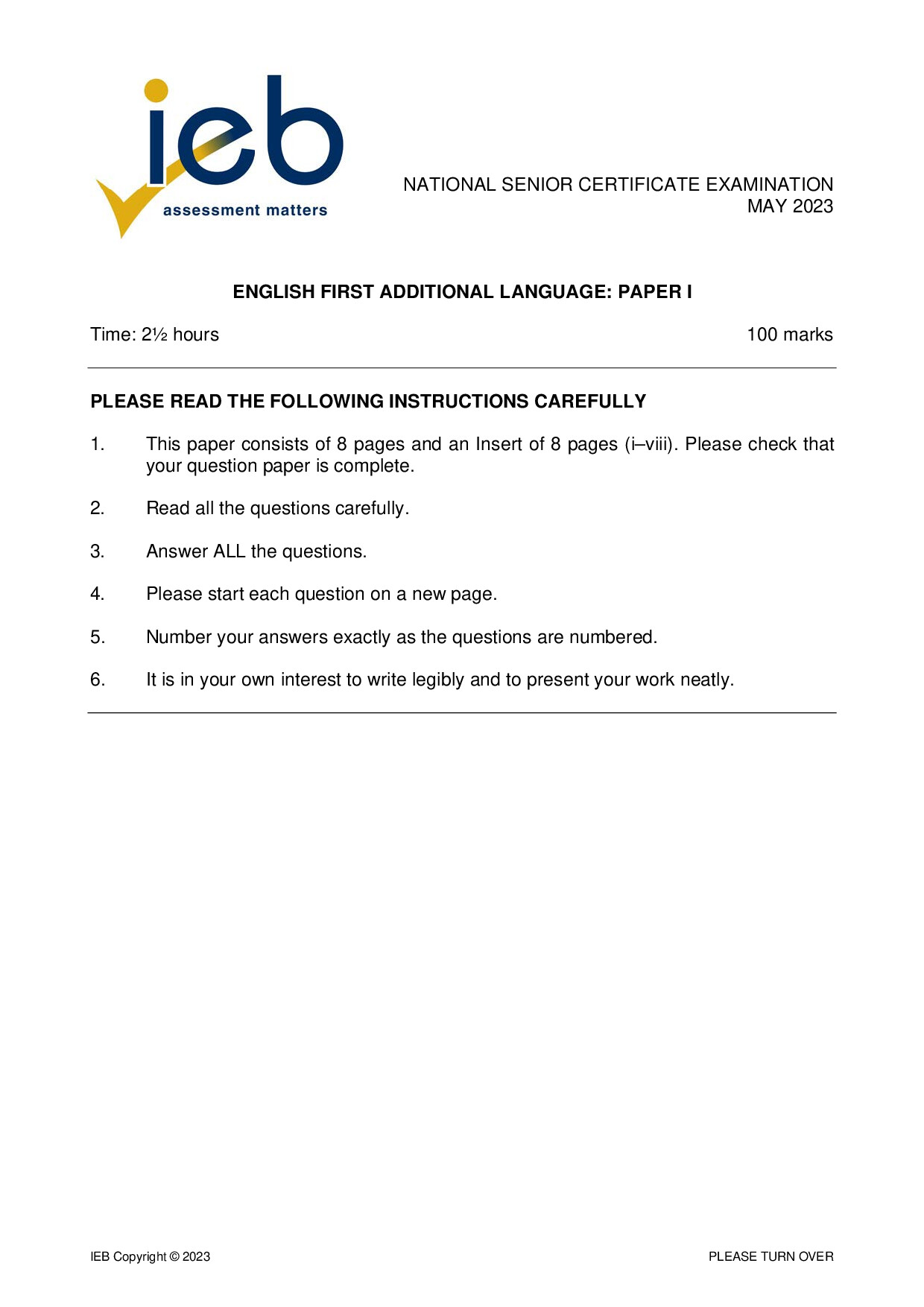 Preview of NSC English FAL P1 May 2023 Gr12
