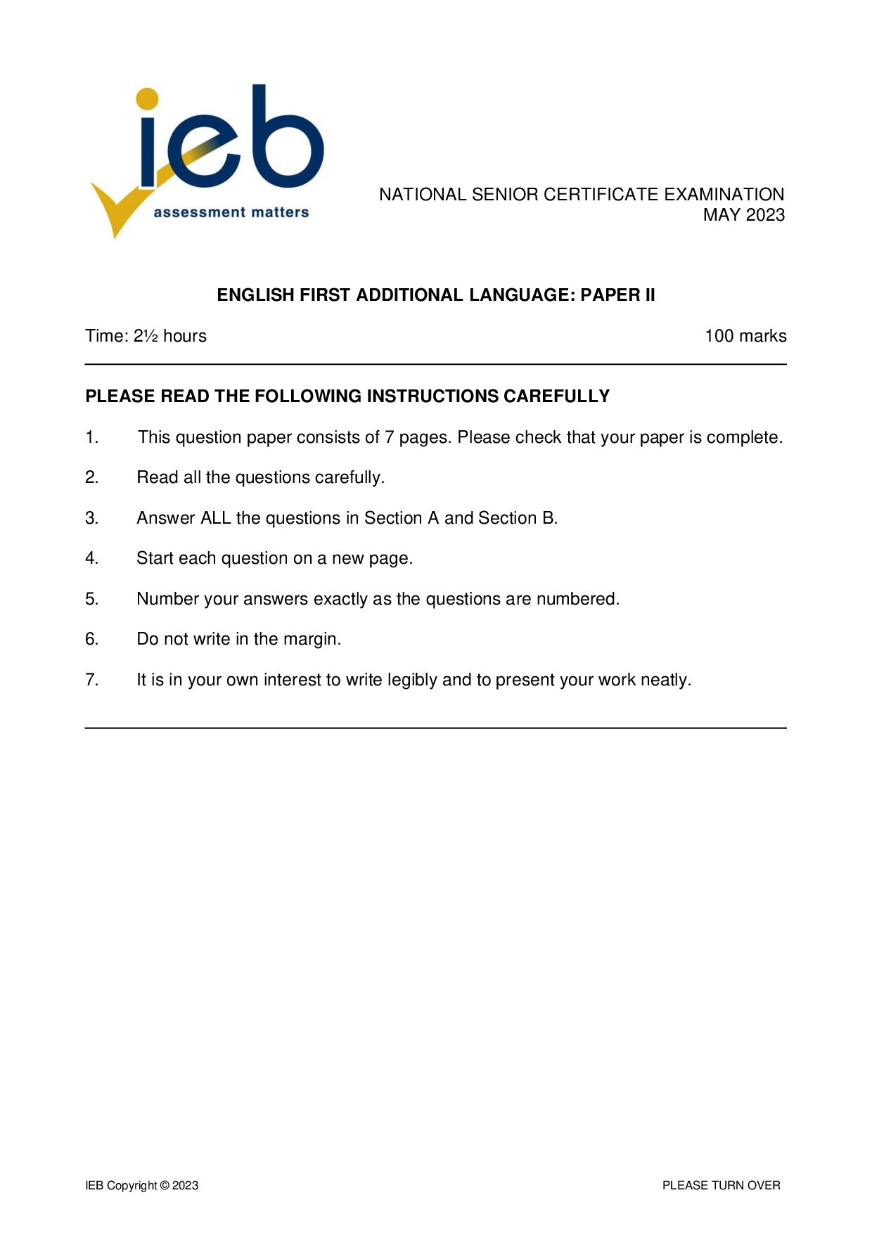 Preview of NSC English FAL P2 May 2023 Gr12