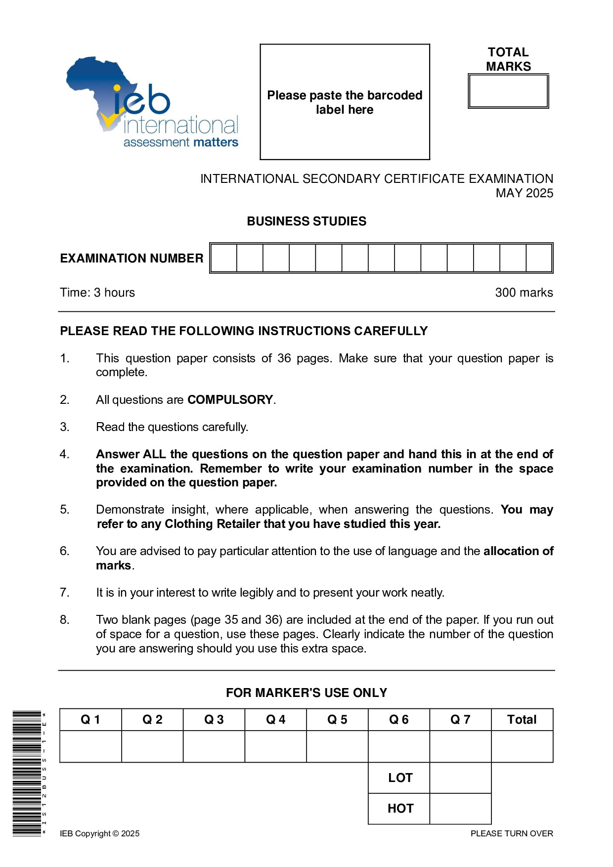 Preview of ISC Business Studies May 2025 Gr12