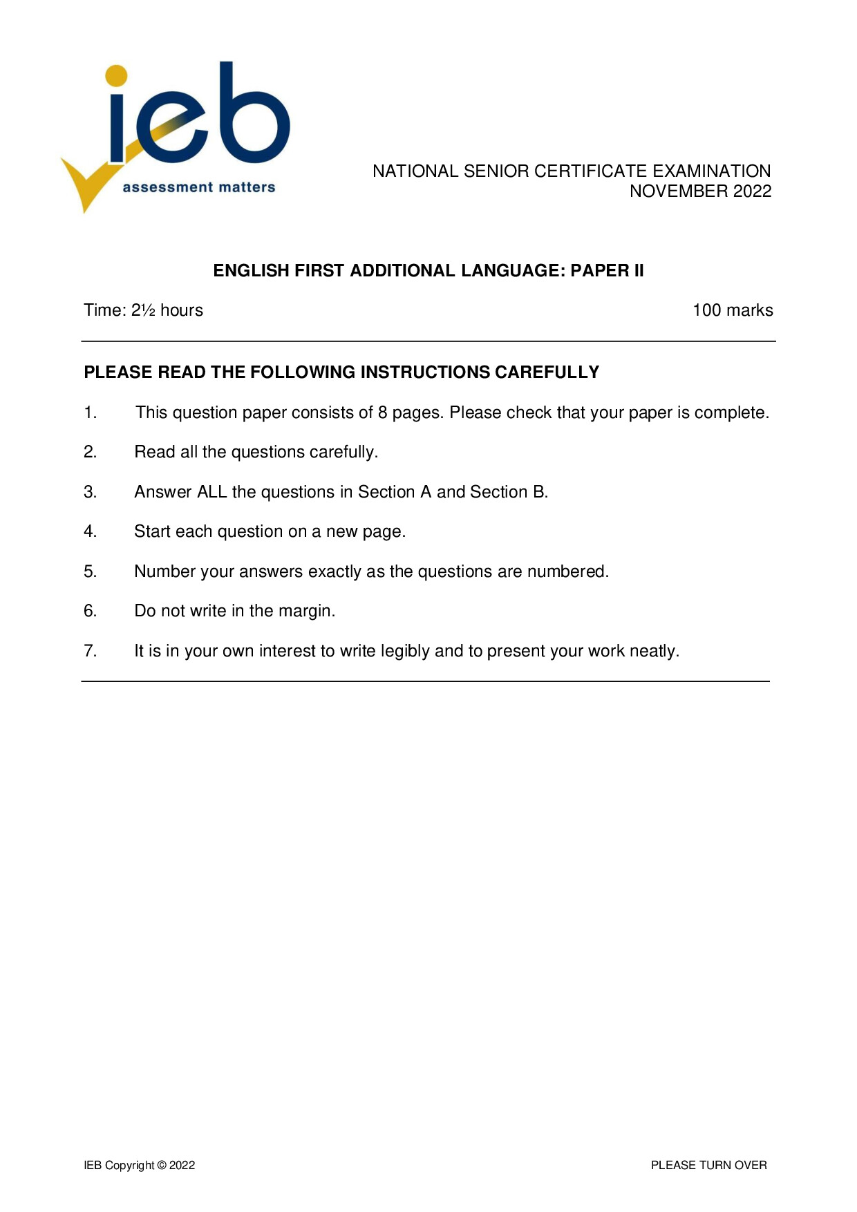 Preview of English FAL P2 2022 Gr12