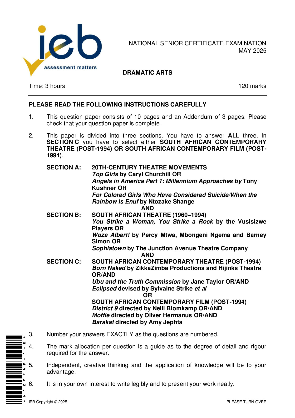 Preview of NSC Dramatic Arts May 2025 Gr12