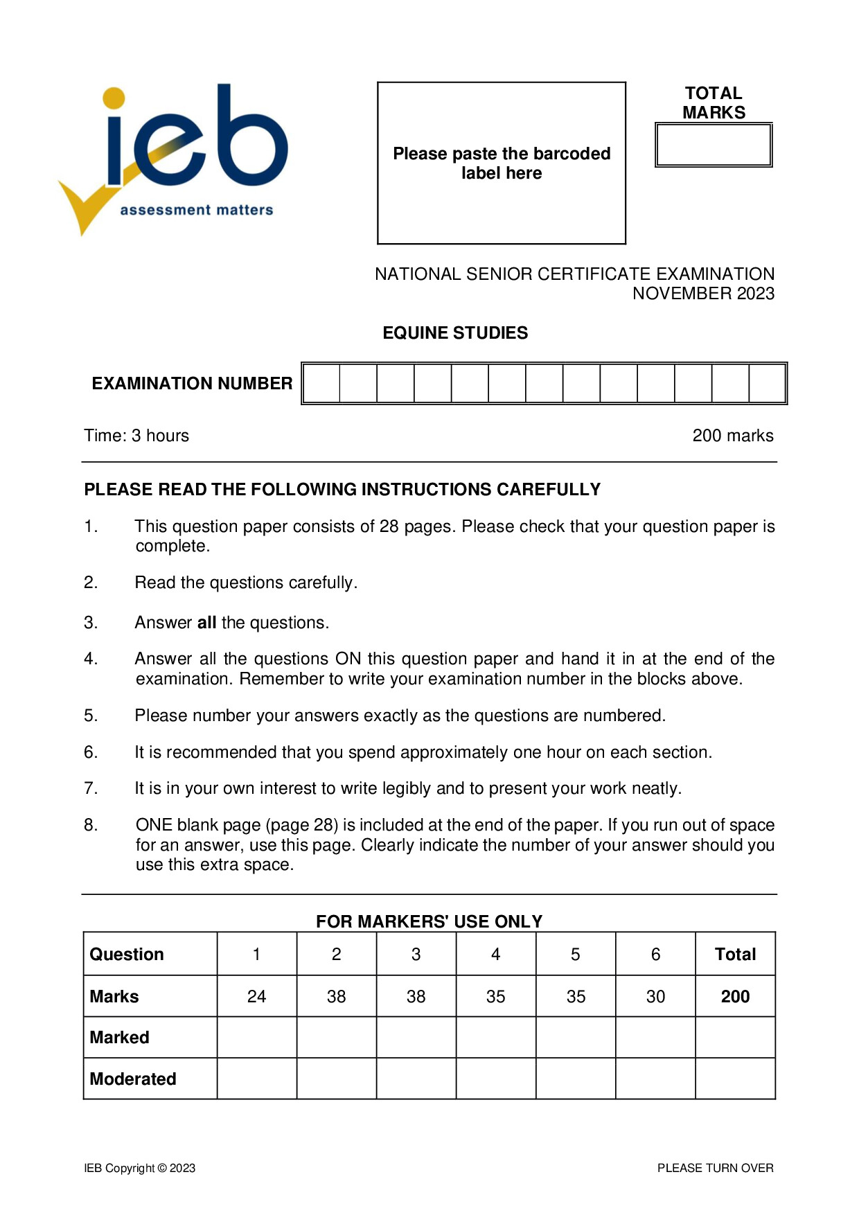 Preview of NSC Equine Studies 2023 Gr12