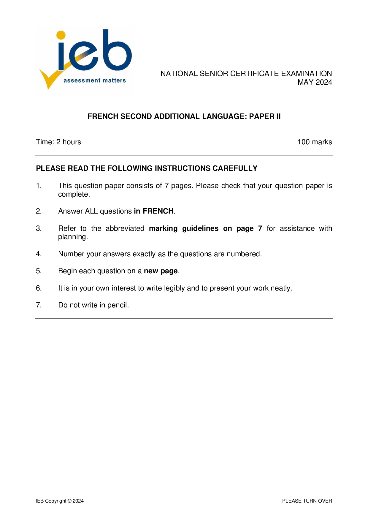 Preview of NSC French SAL P2 May 2024 Gr12