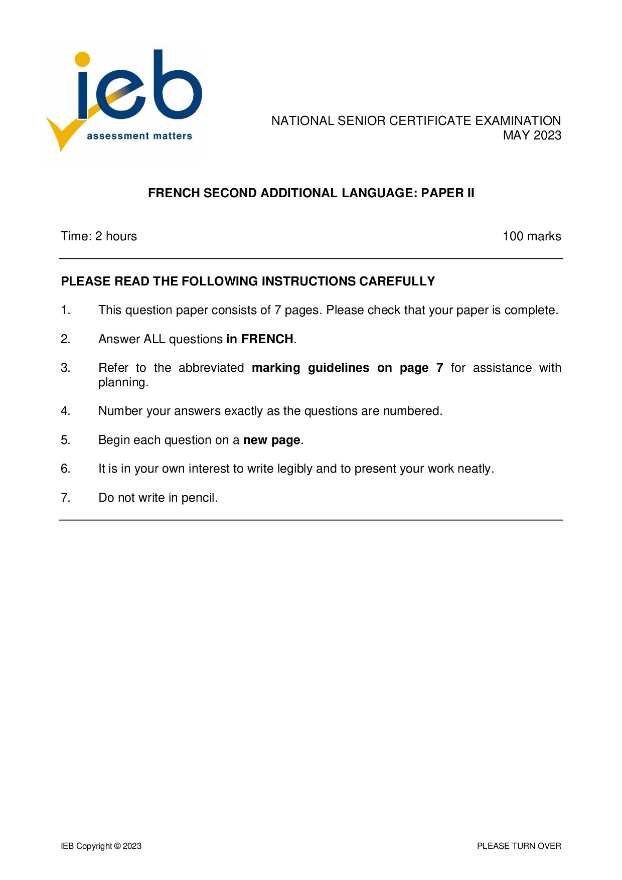 Preview of NSC French SAL P2 May 2023 Gr12