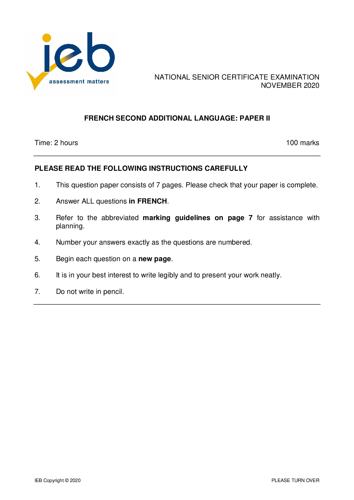 Preview of French SAL P2 2020 Gr12