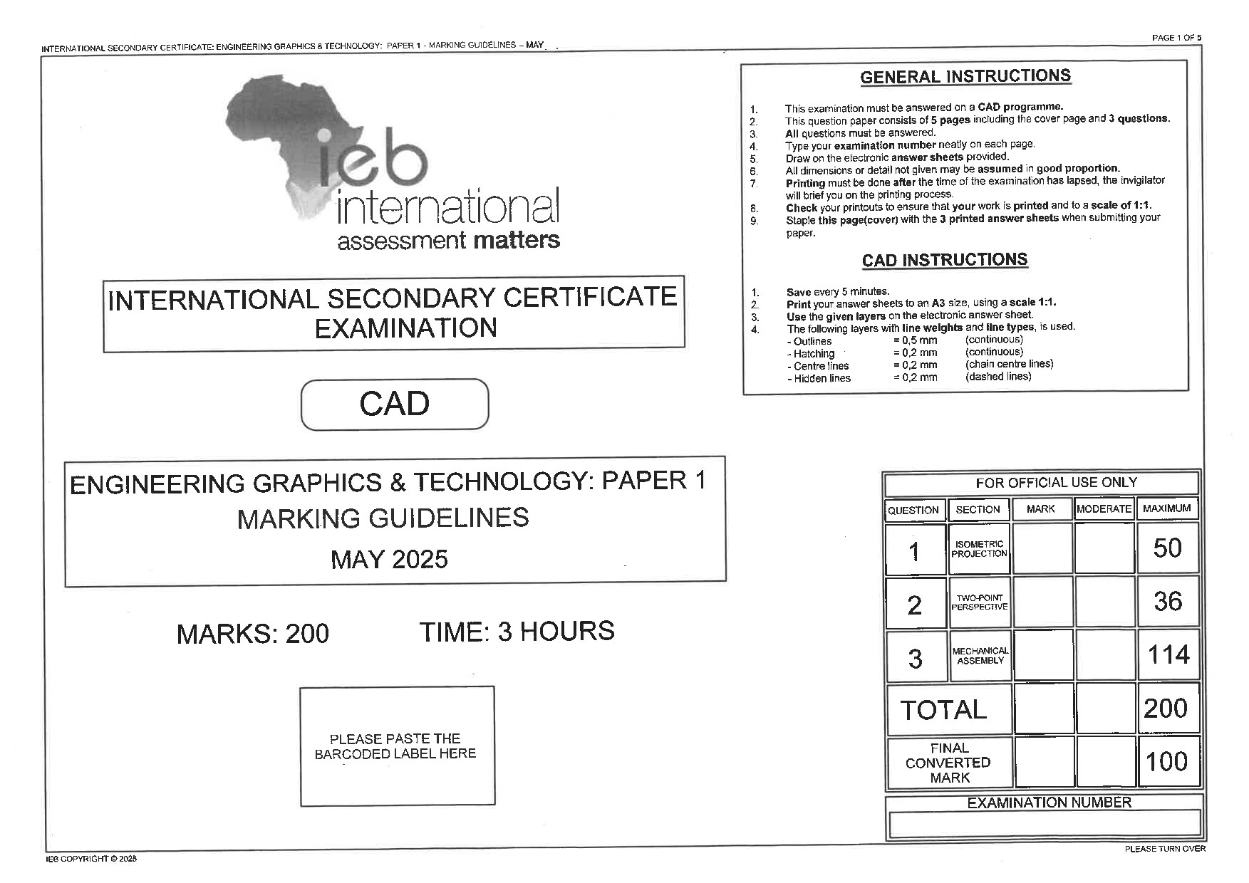 Preview of ISC Engineering Graphics and Technology P1 Memo May 2025 Gr12