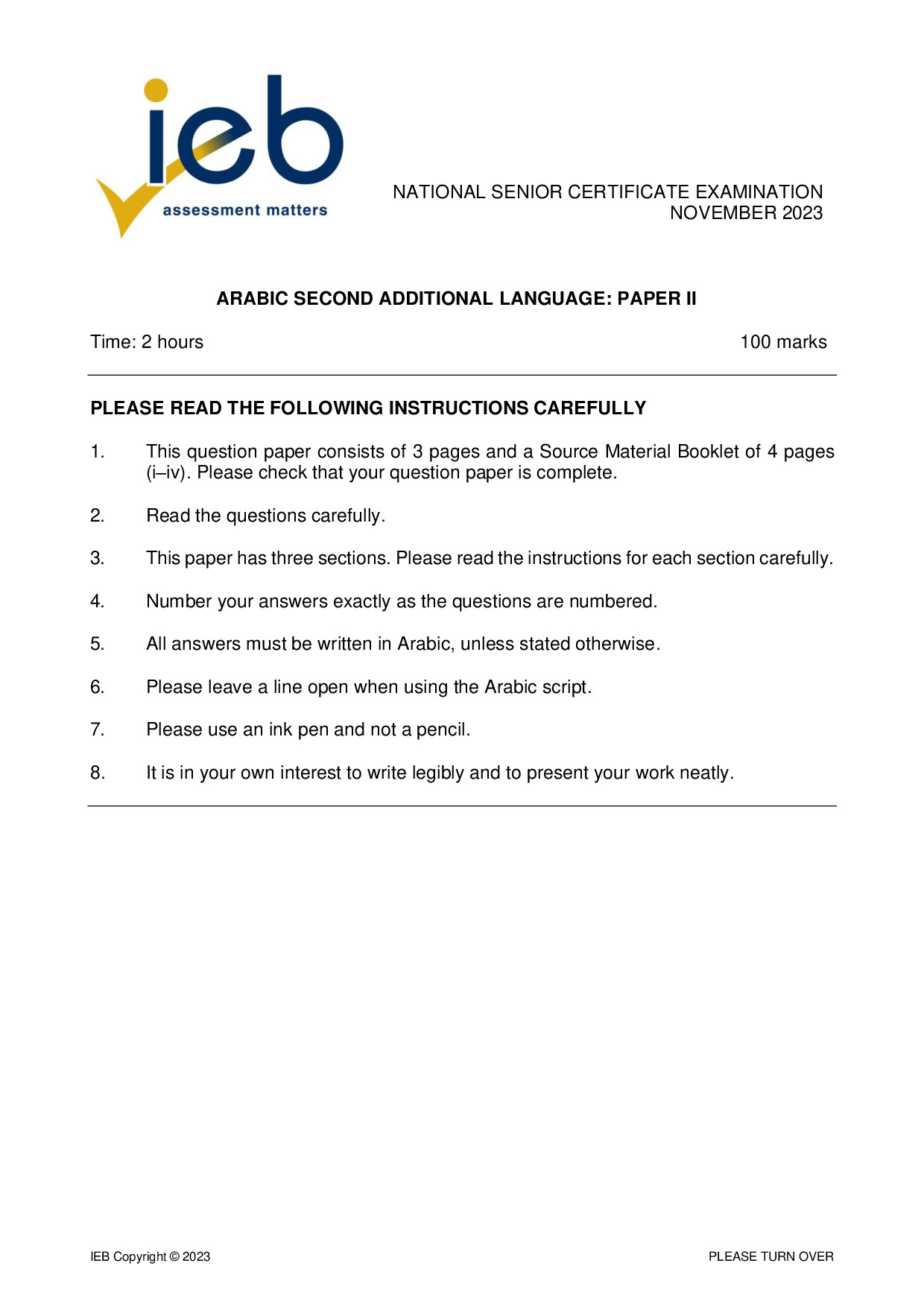 Preview of NSC Arabic SAL P2 2023 Gr12