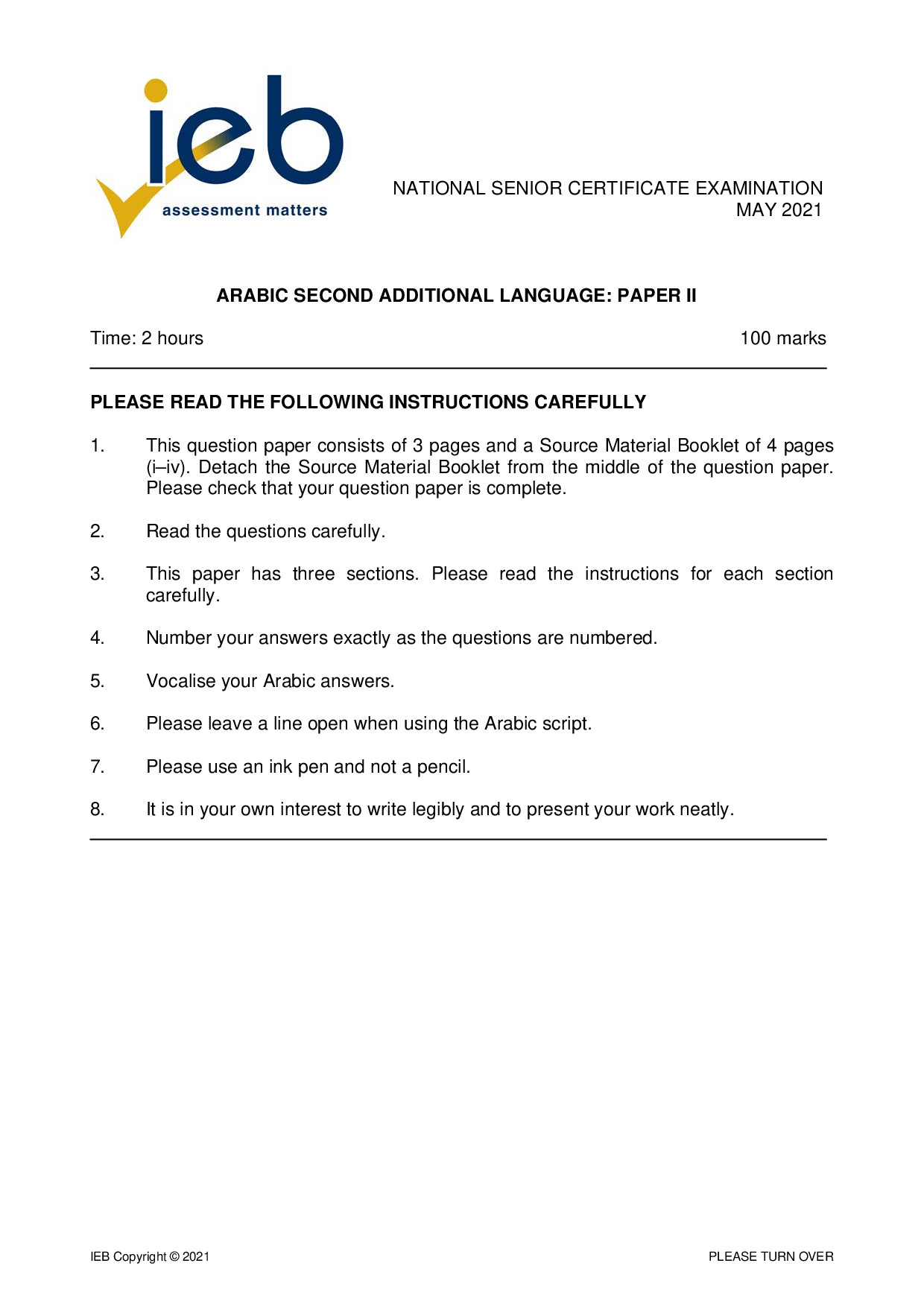 Preview of Arabic SAL P2 May 2021 Gr12